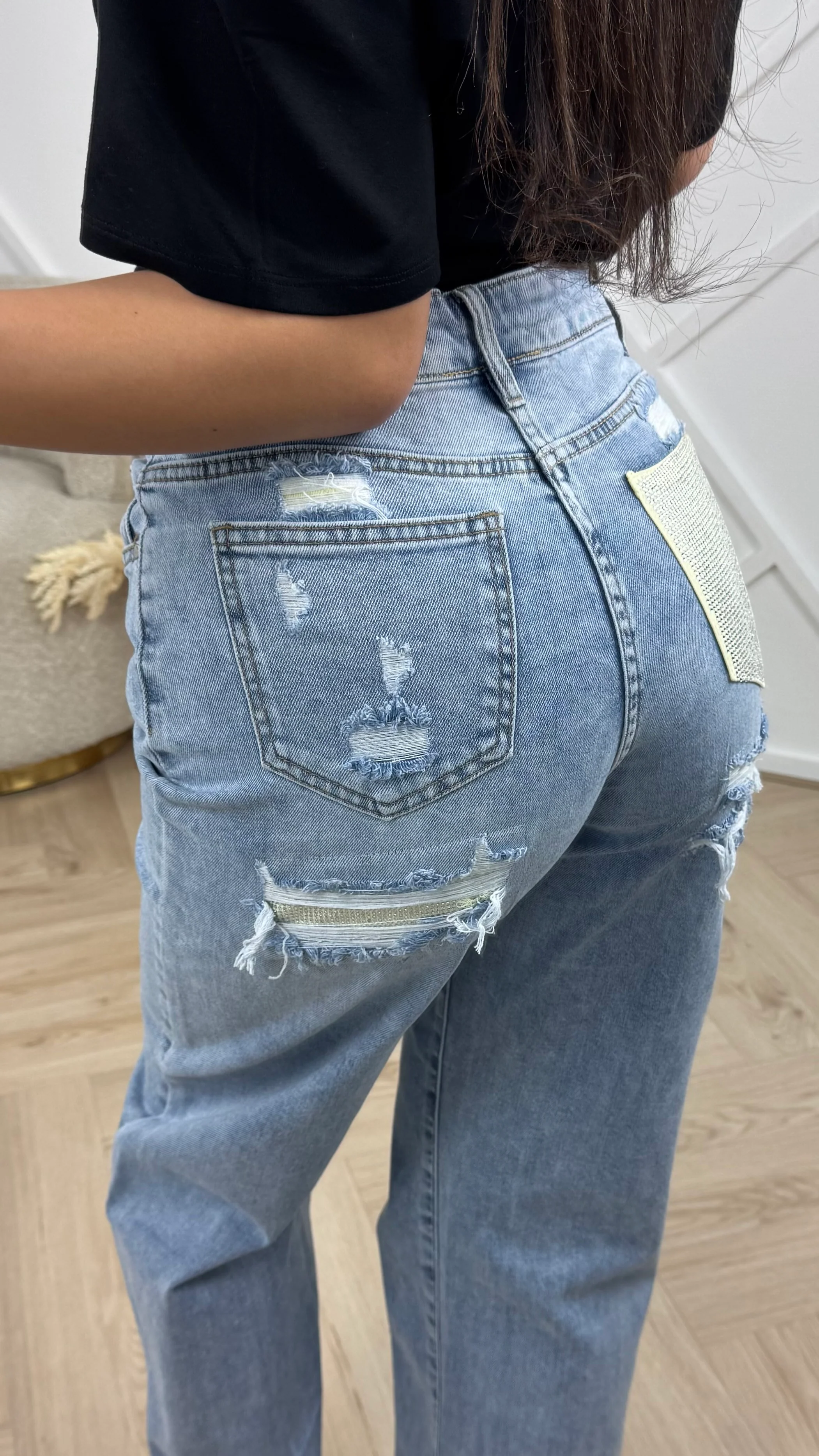 Straight Leg Jeans met Destroyed Details en Statement Achterzak HM1576-2 - Image 3