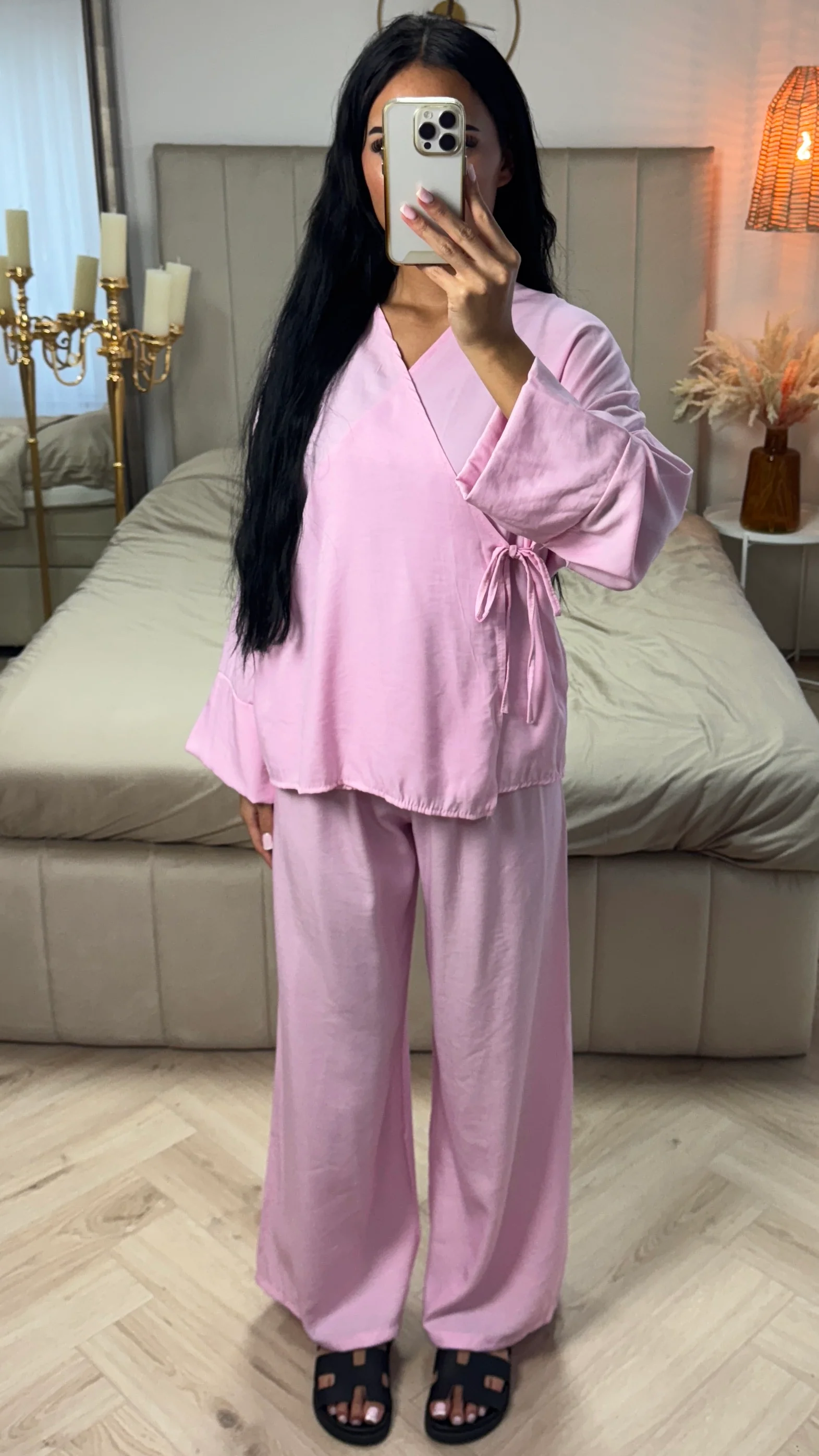 2-Delige Set met Overslagtop en Wijde Broek – Viscoseblend - Image 2