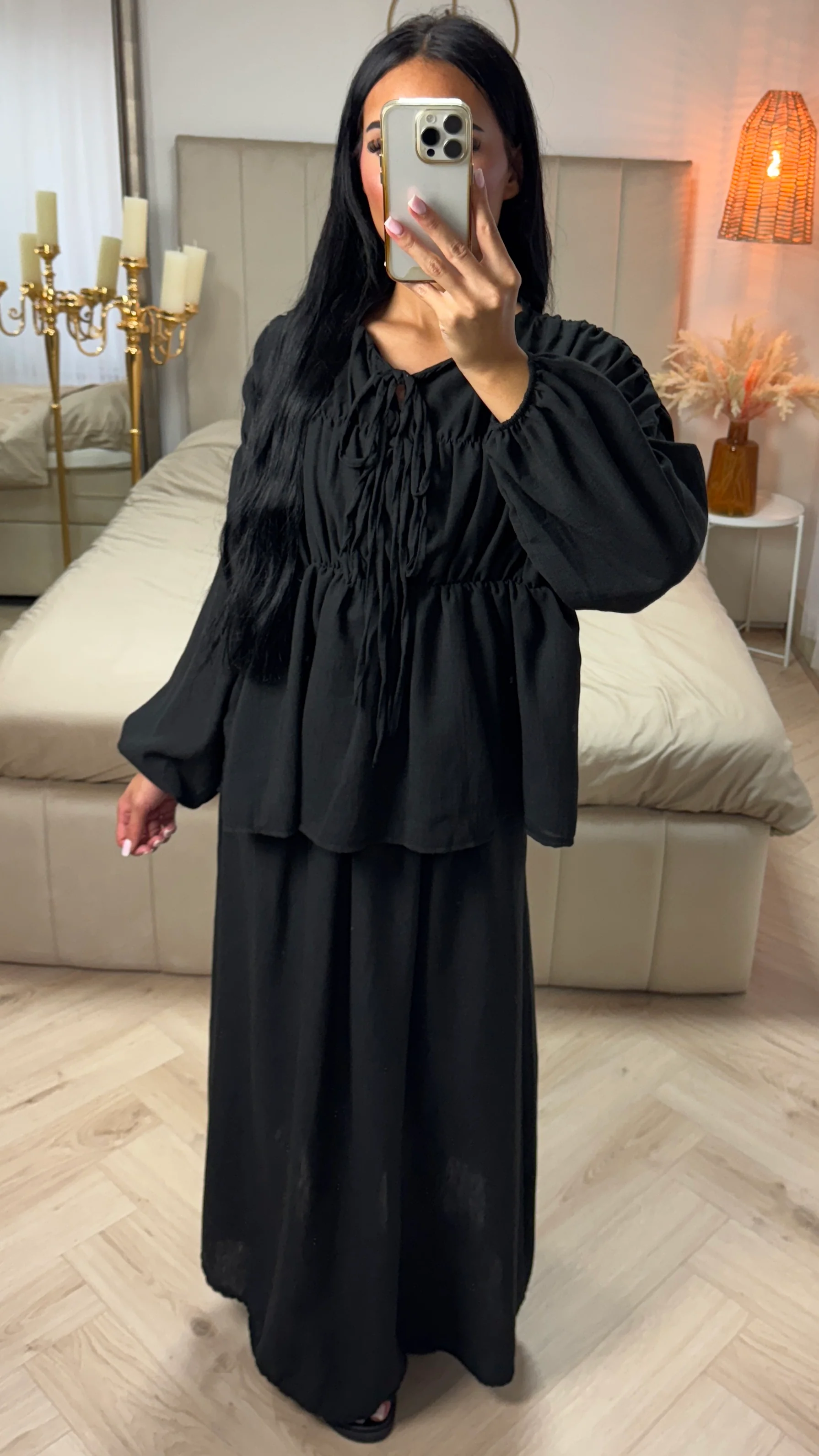 2-Delige Set met Plissé Blouse en Maxi Rok - Image 2