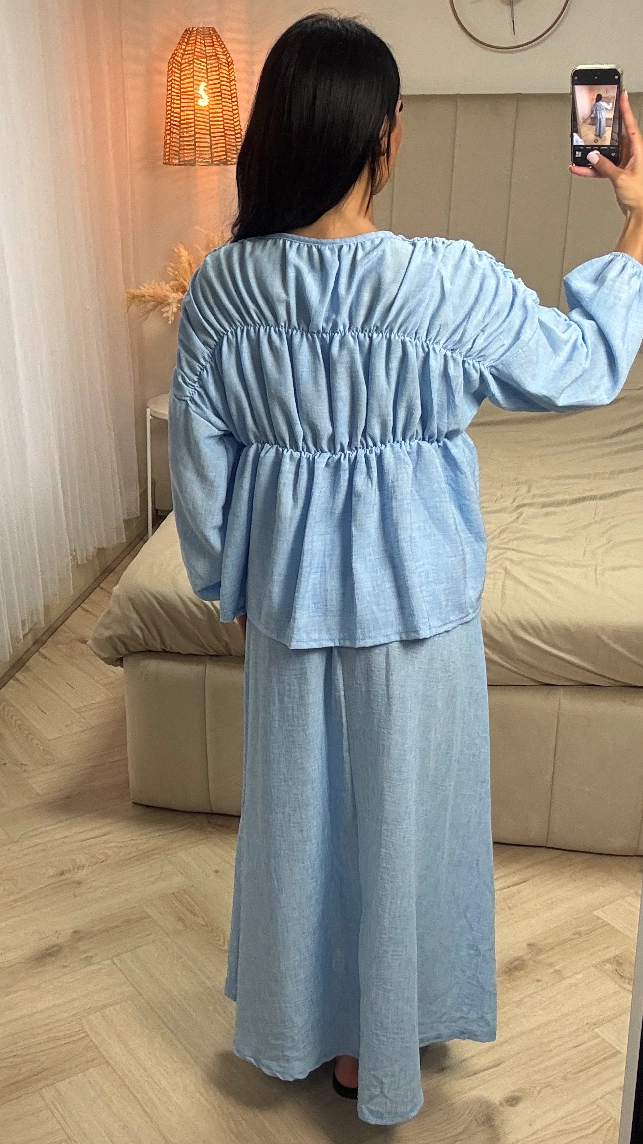 2-Delige Set met Plissé Blouse en Maxi Rok - Image 5