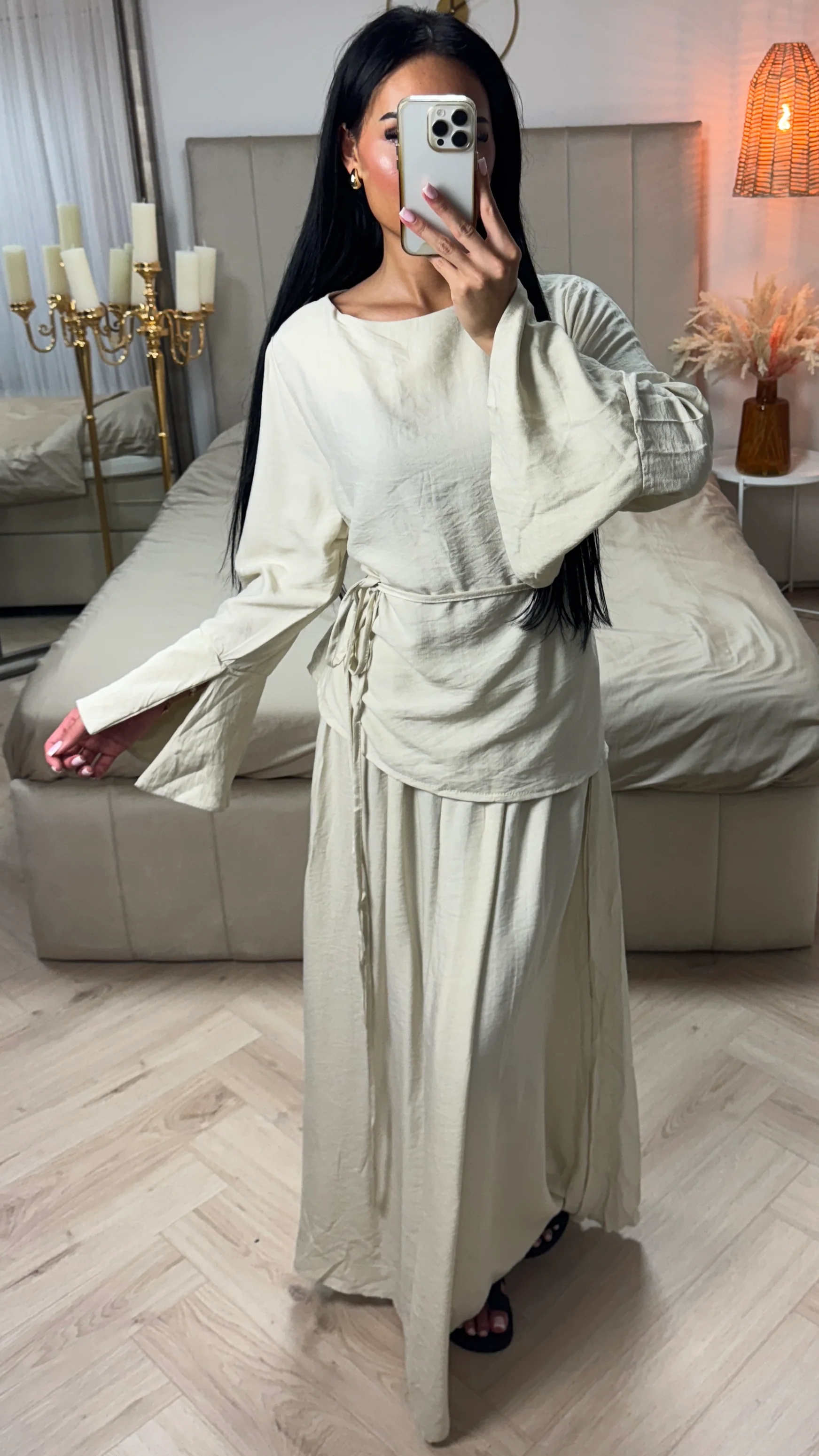 2-Delige Set met Viscoseblend Top en Maxi Rok