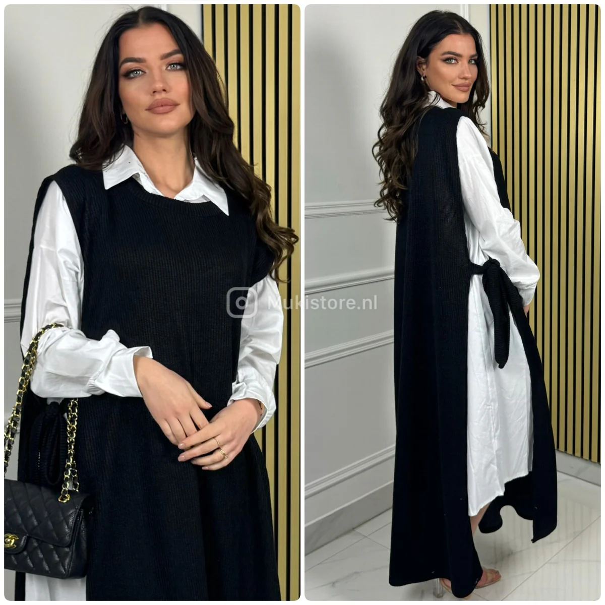 2pcs Heavy Corduroy Maxi Dress + Long Blouse Set - Image 6