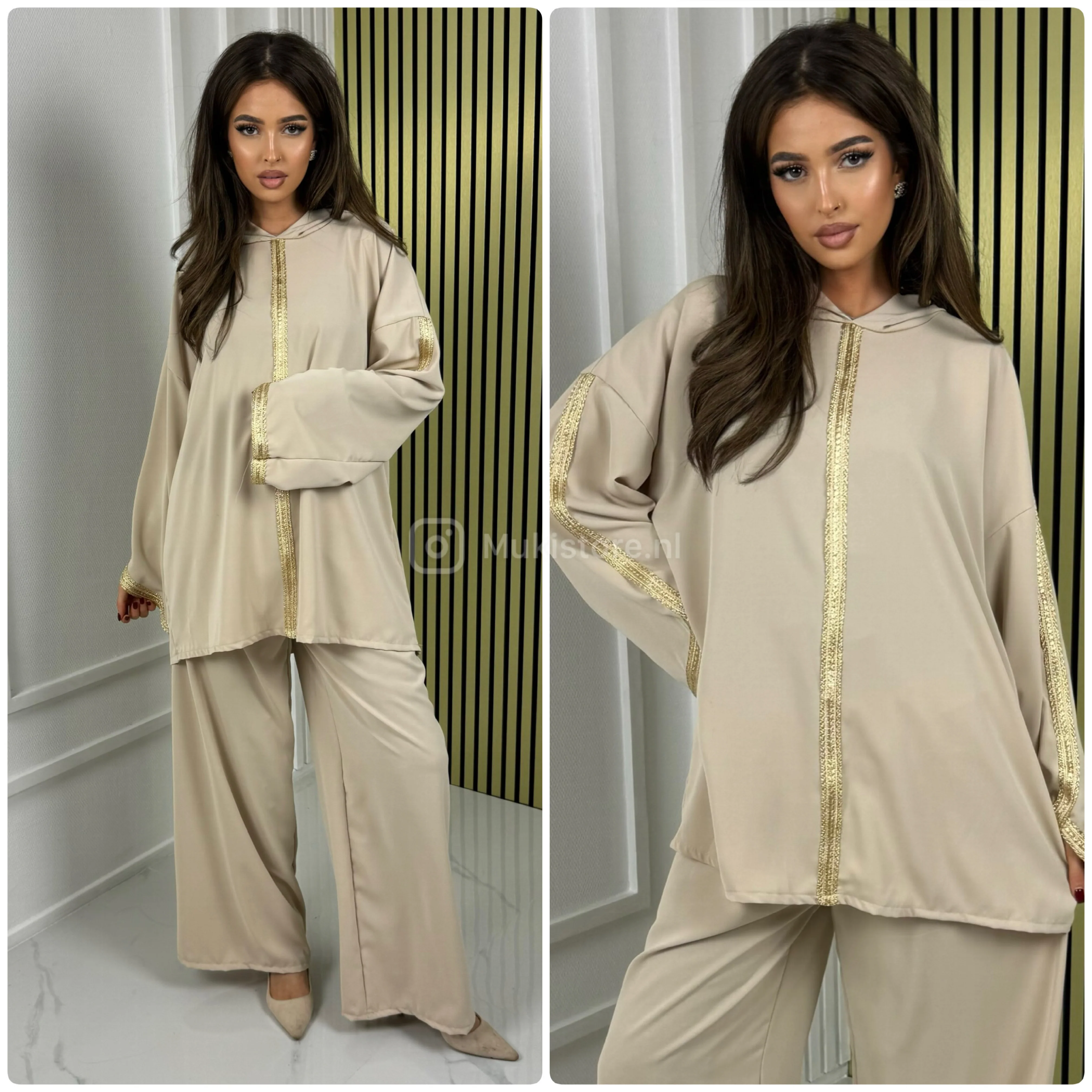 2pcs Hoodie Set Oversized Golden Embroidery - Image 12