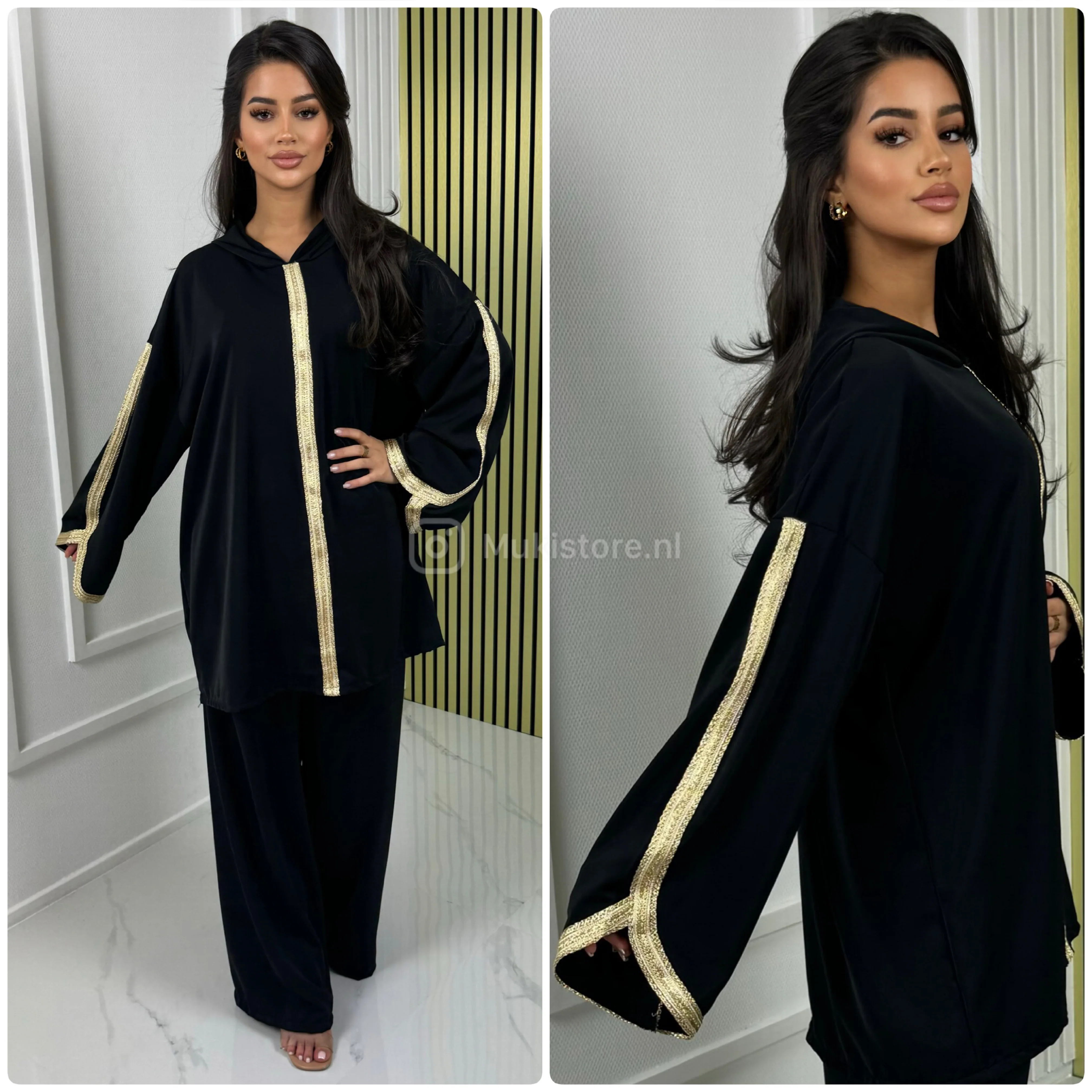 2pcs Hoodie Set Oversized Golden Embroidery - Image 14