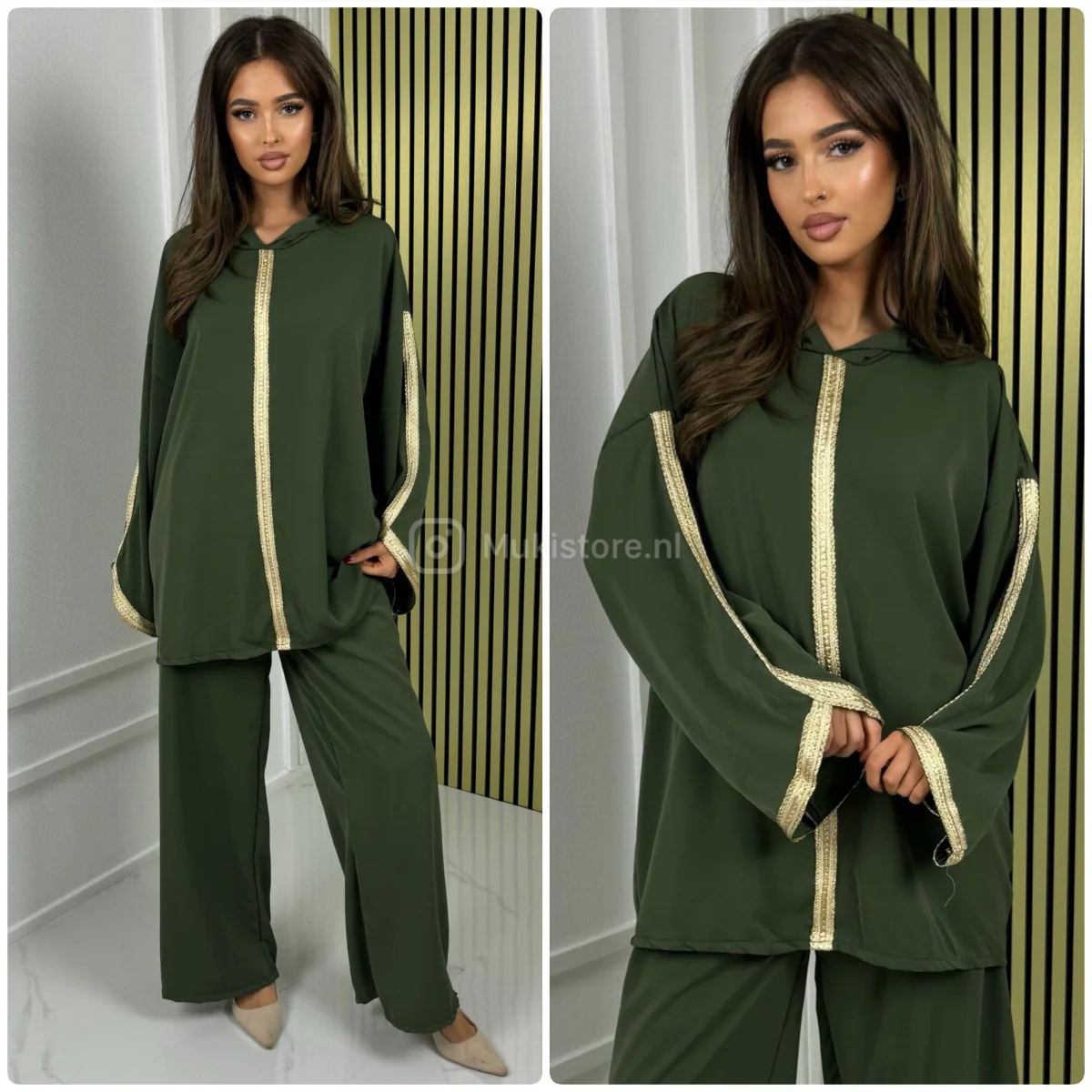 2pcs Hoodie Set Oversized Golden Embroidery - Image 3