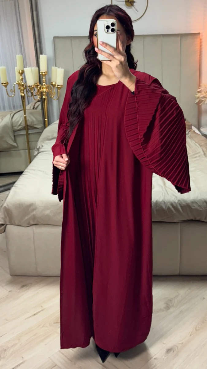 2pcs Kimono + Underdress Pleated Detail - Image 10