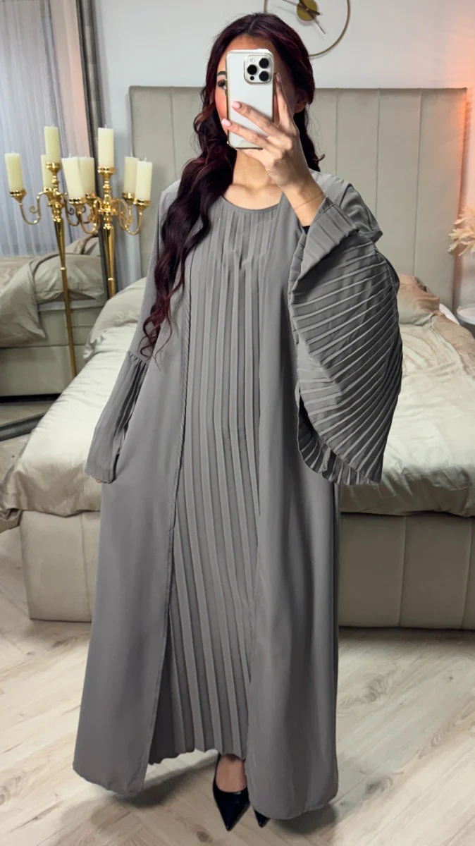 2pcs Kimono + Underdress Pleated Detail - Image 12