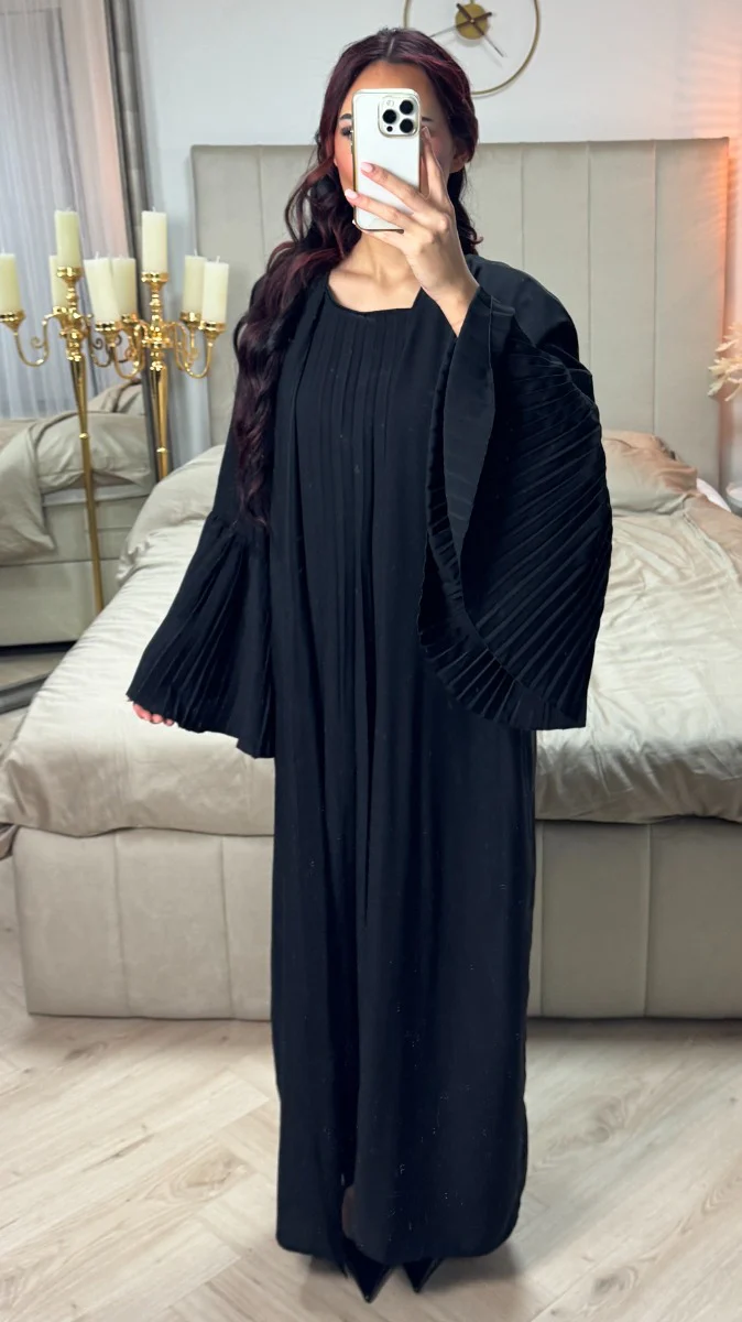 2pcs Kimono + Underdress Pleated Detail - Image 4