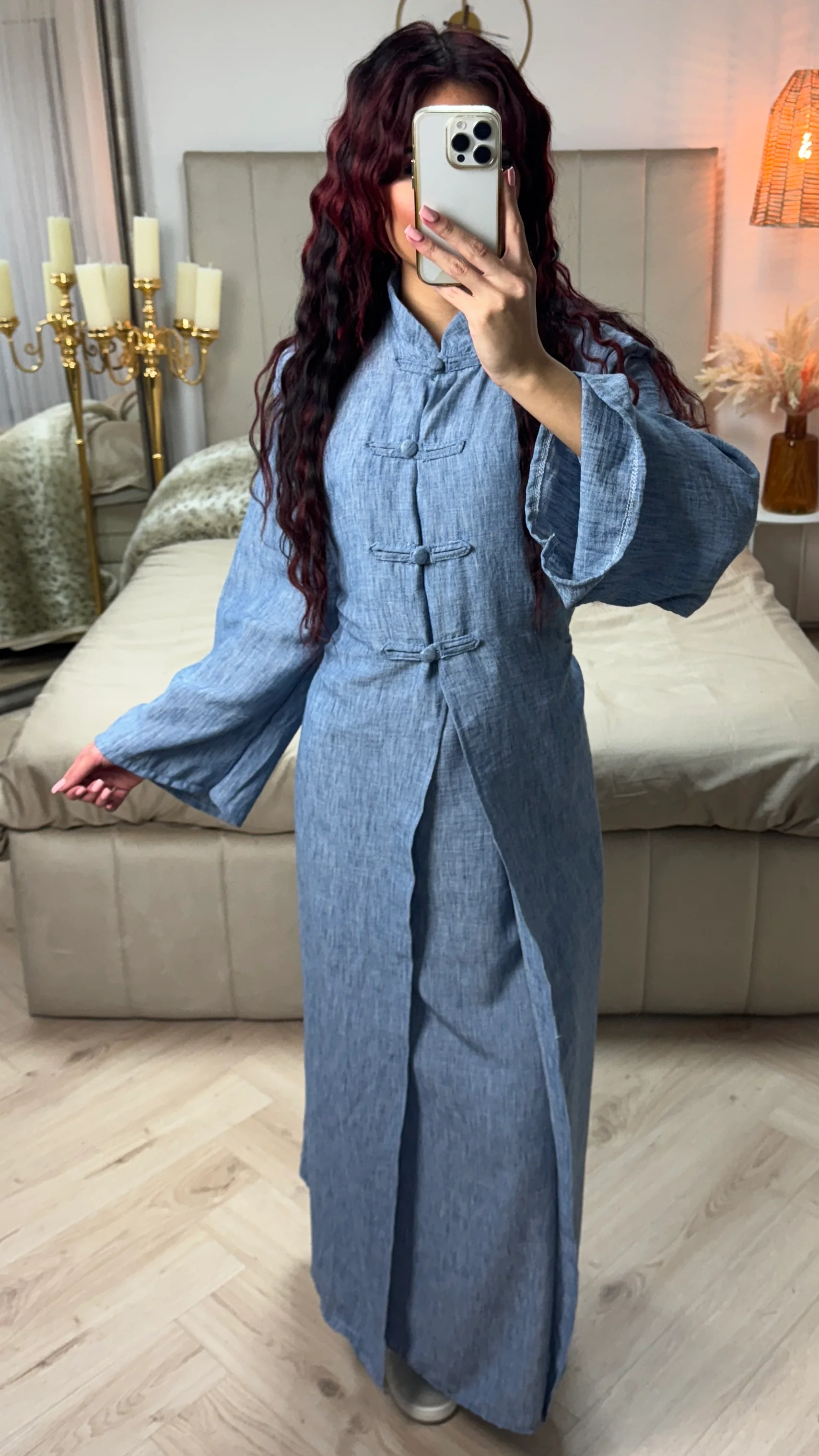 2pcs Linnenlook Set Button Tie Belt Kimono + Underdress - Image 20