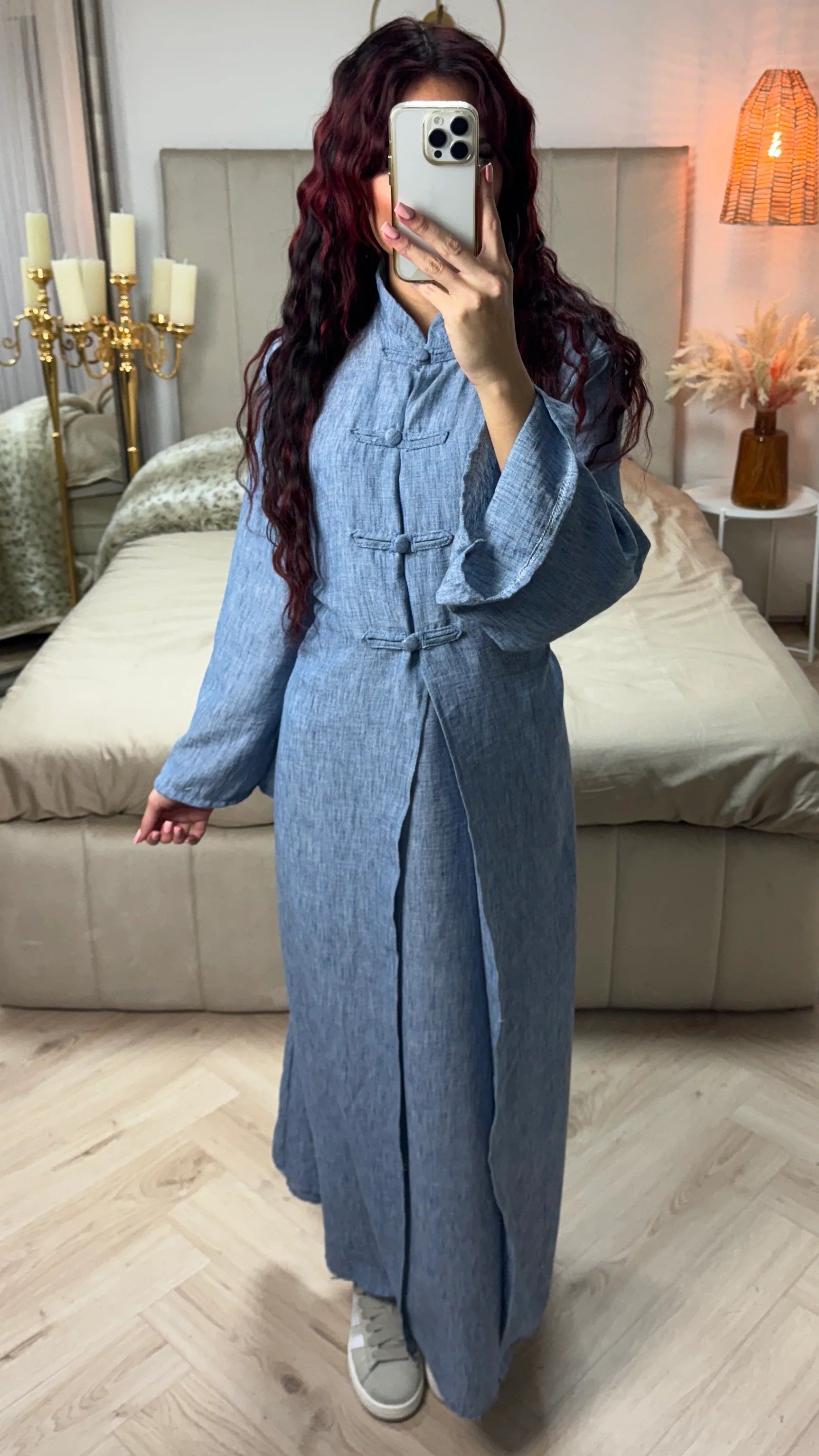 2pcs Linnenlook Set Button Tie Belt Kimono + Underdress - Image 21