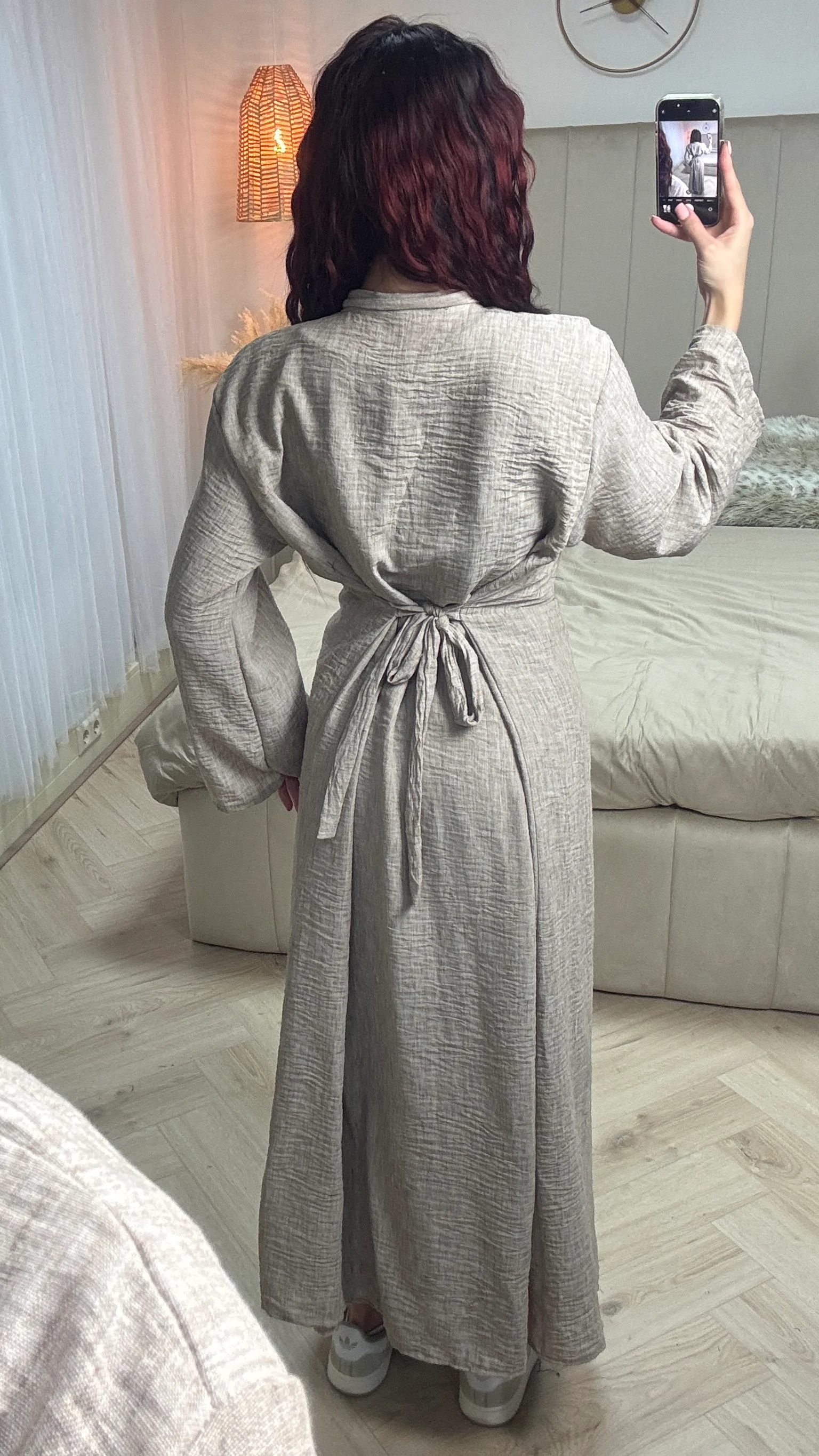 2pcs Linnenlook Set Button Tie Belt Kimono + Underdress - Image 24