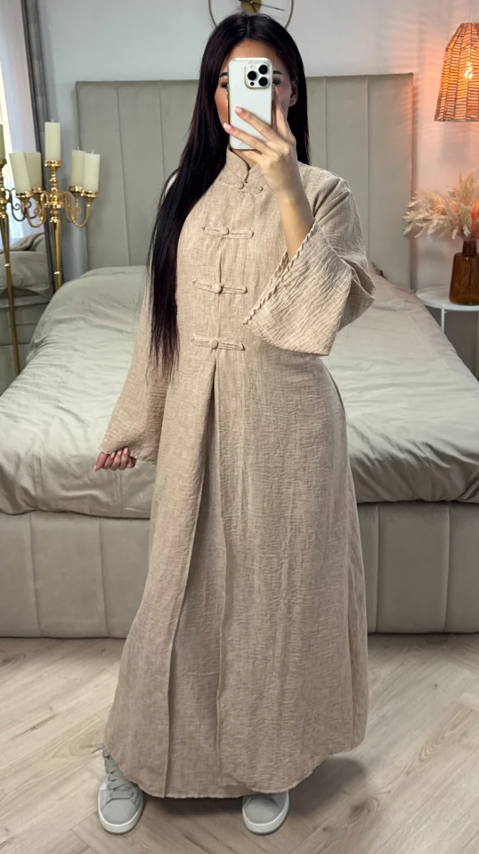 2pcs Linnenlook Set Button Tie Belt Kimono + Underdress - Image 8