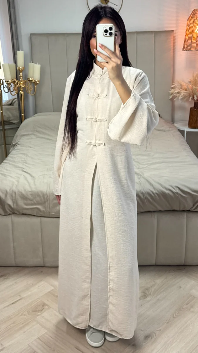 2pcs Linnenlook Set Button Tie Belt Kimono + Underdress - Image 9