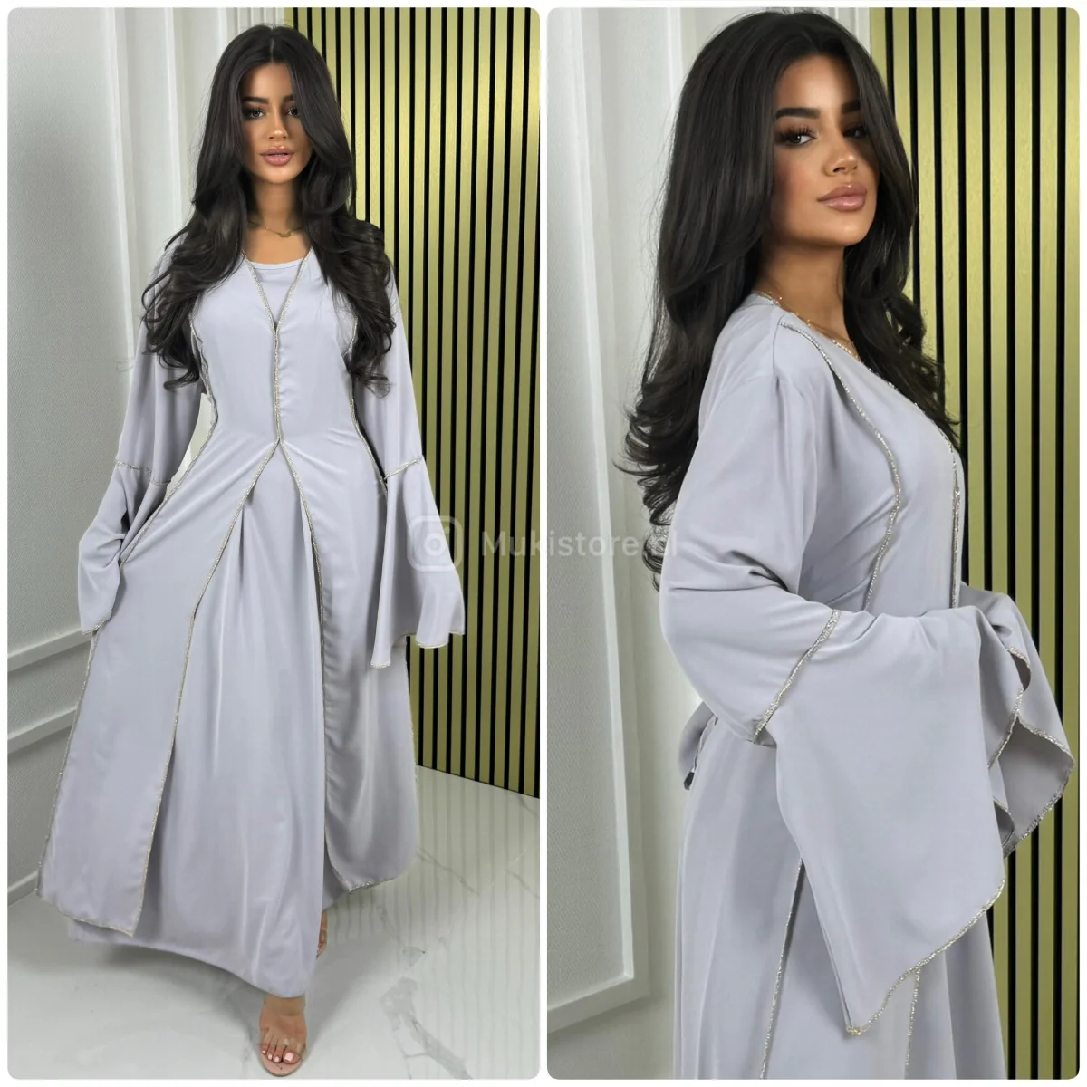 2pcs Set Dress Golden Seam Details - Image 17