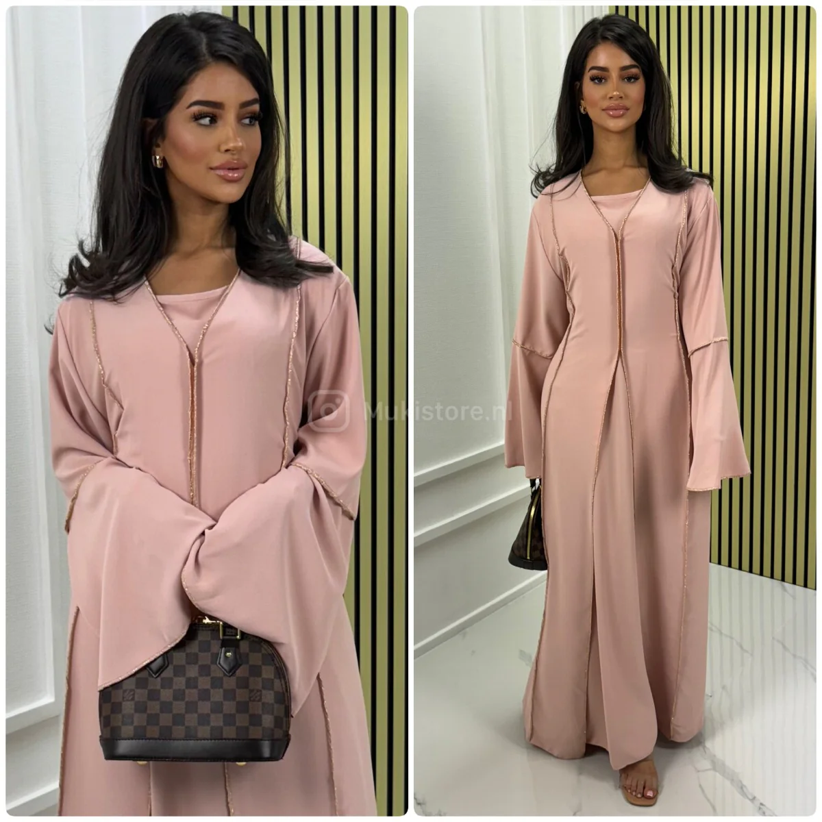 2pcs Set Dress Golden Seam Details - Image 2