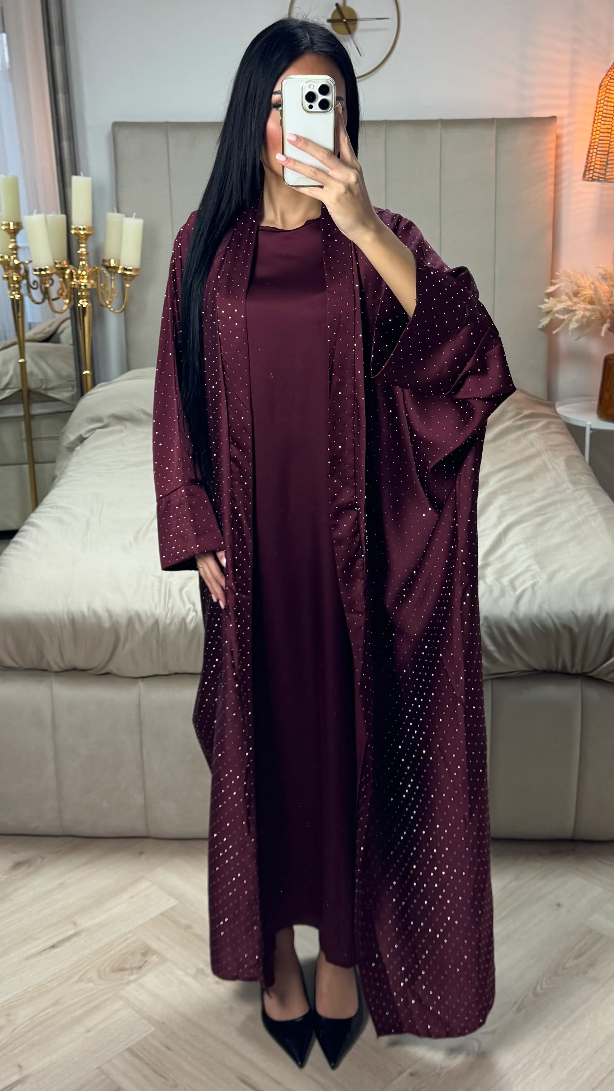 2pcs Set Glitter Kimono + Inside Tie Belt Underdress - Image 17