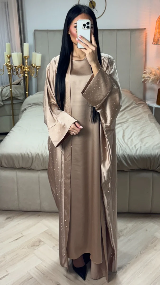 2pcs Set Glitter Kimono + Inside Tie Belt Underdress - Image 5