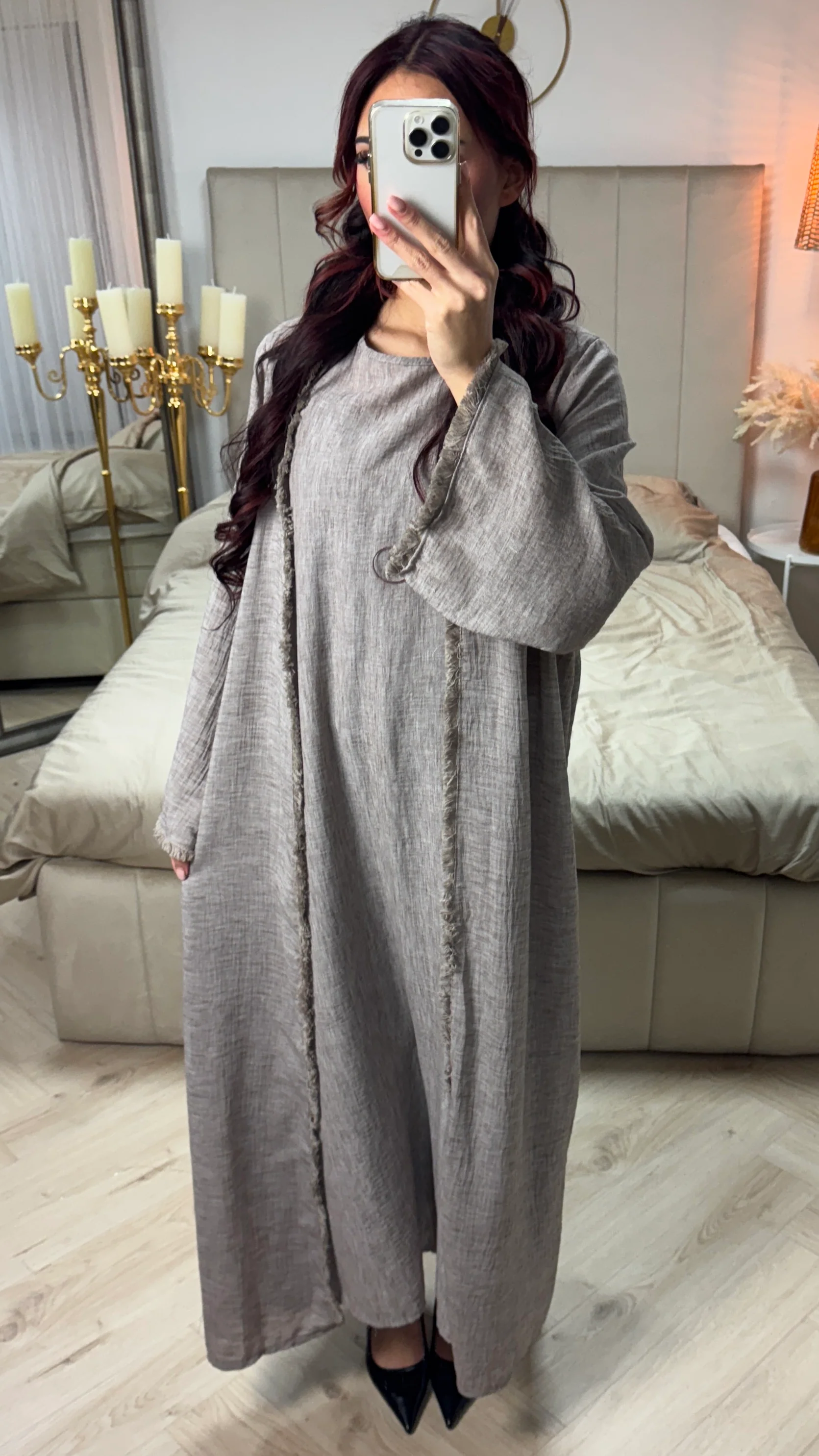 2pcs Set Kimono + Underdress Linneneffect - Image 10