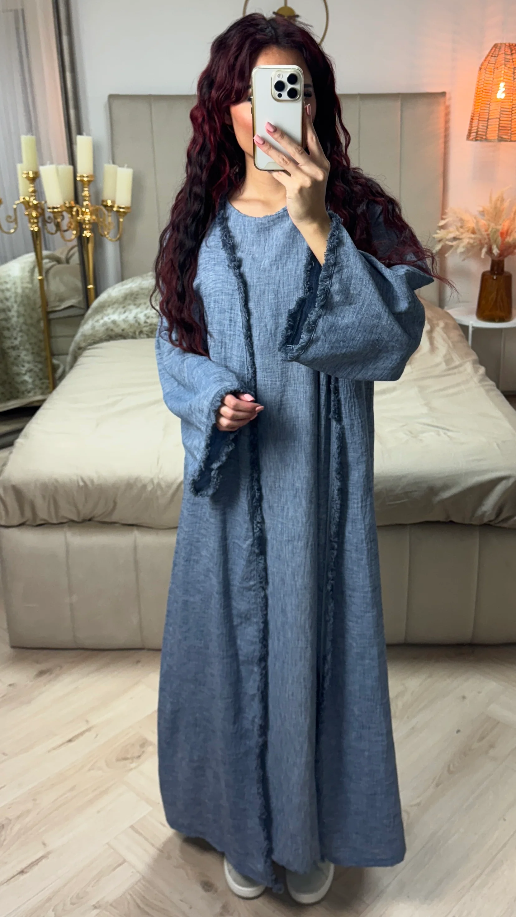 2pcs Set Kimono + Underdress Linneneffect - Image 18