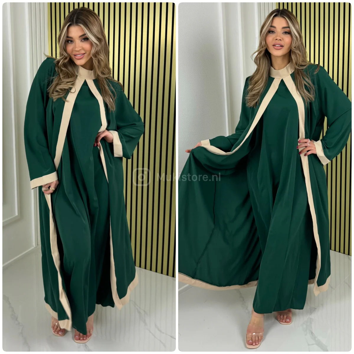 2pcs Set Sleeveless Dress + Mulitcolor Front Split Dress - Image 2
