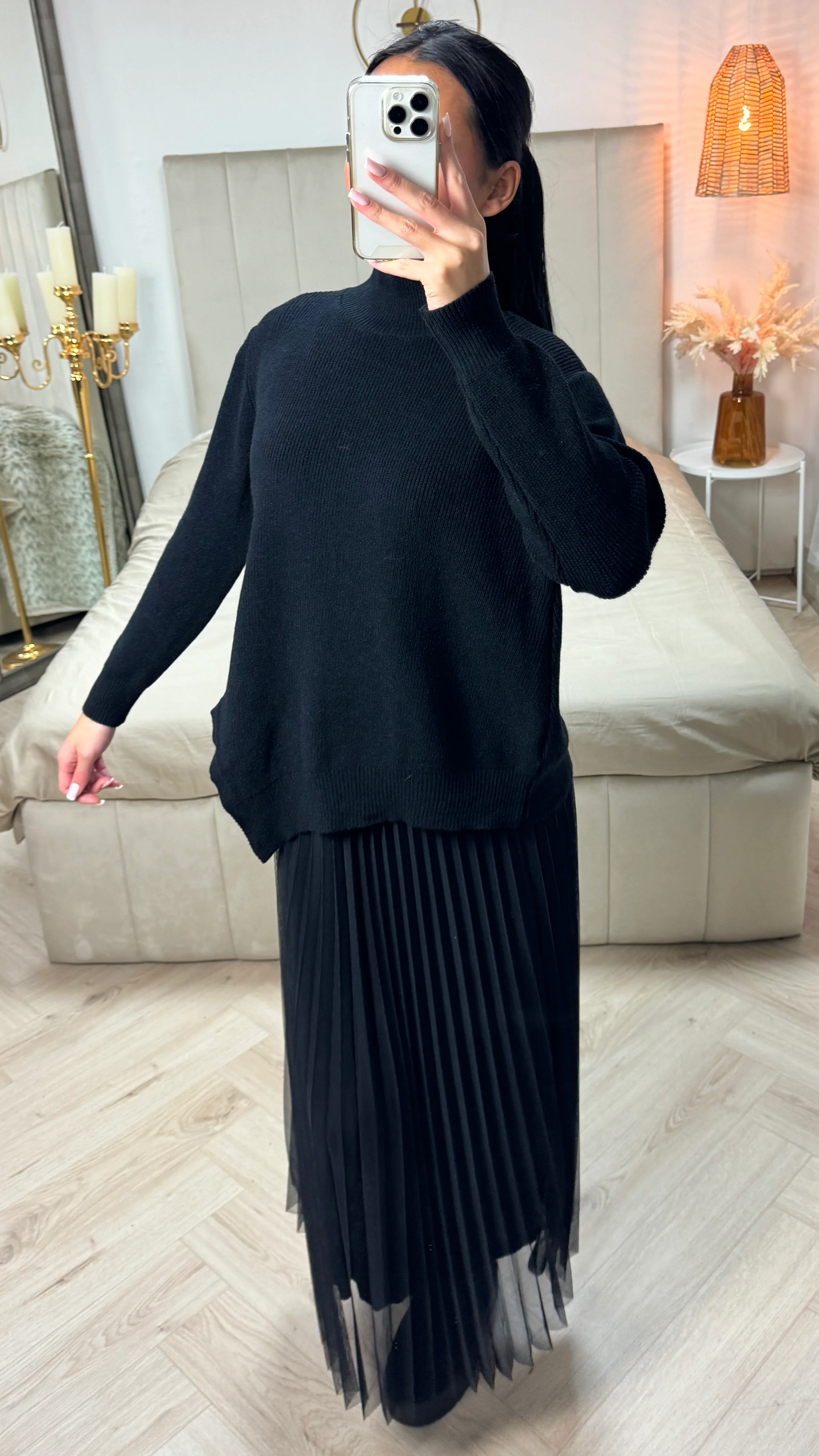 2pcs Set Sweater + V Neck Dress Pleated - Image 13