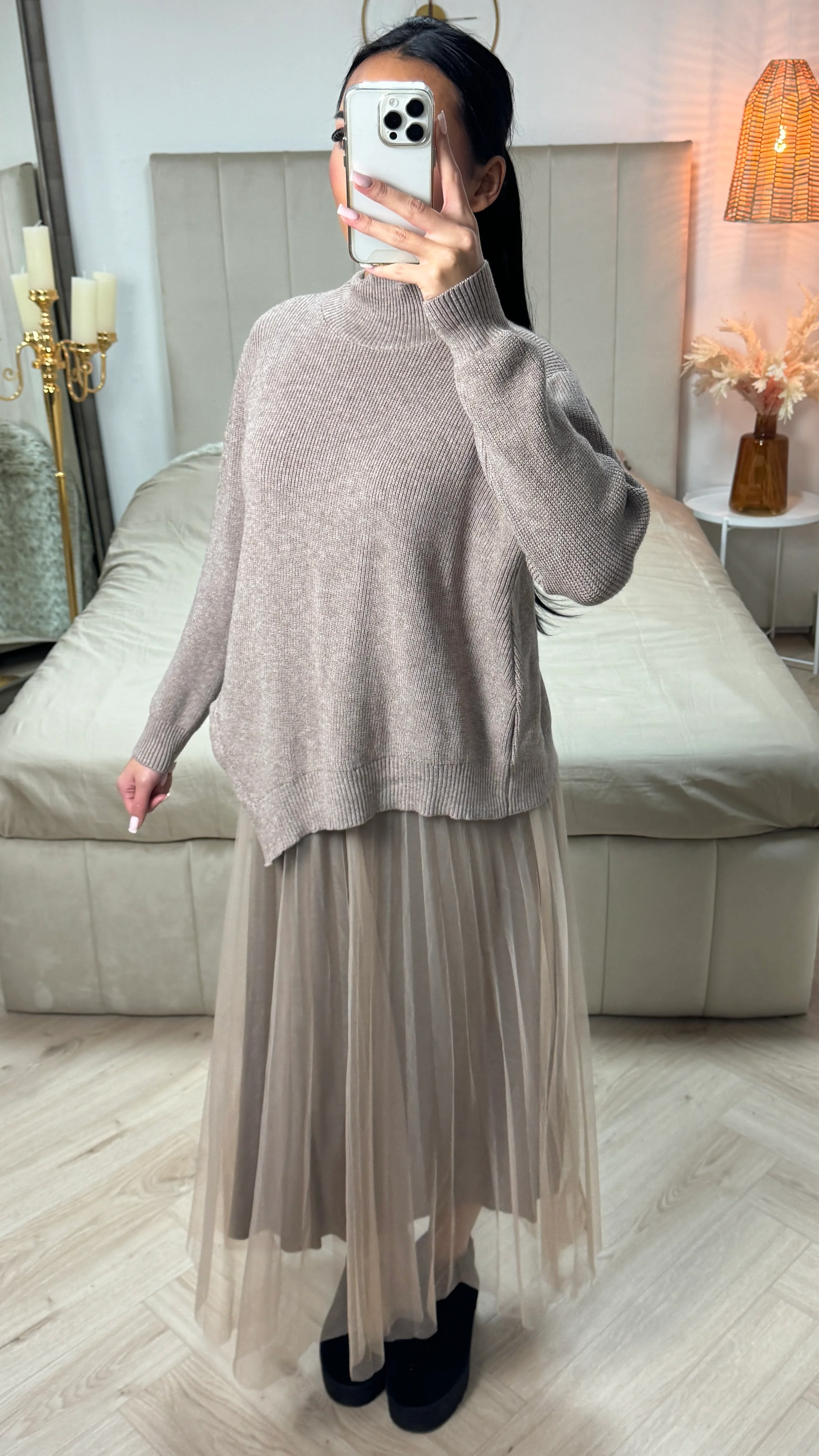 2pcs Set Sweater + V Neck Dress Pleated - Image 15