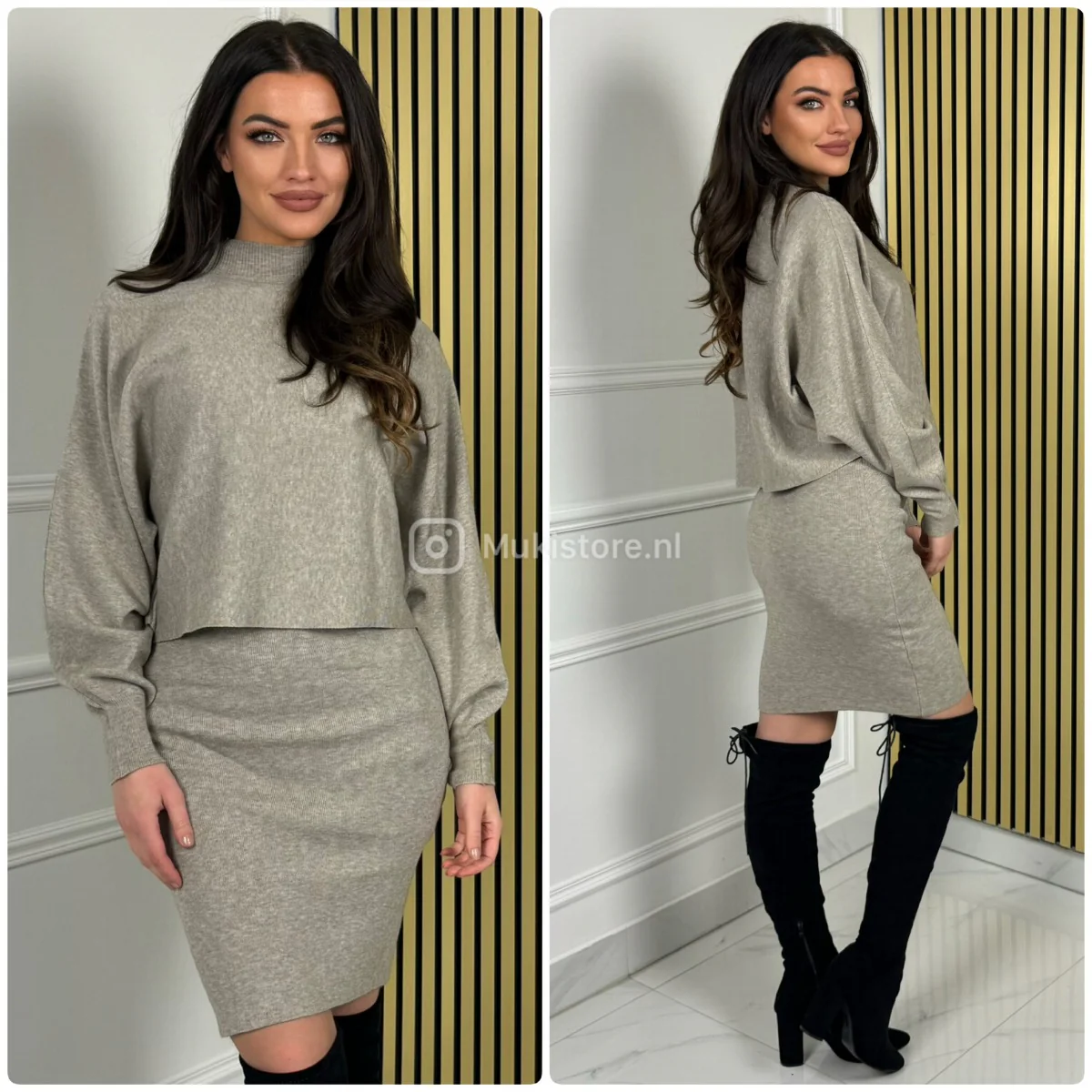2pcs Strap Dress + Sweater Set 581