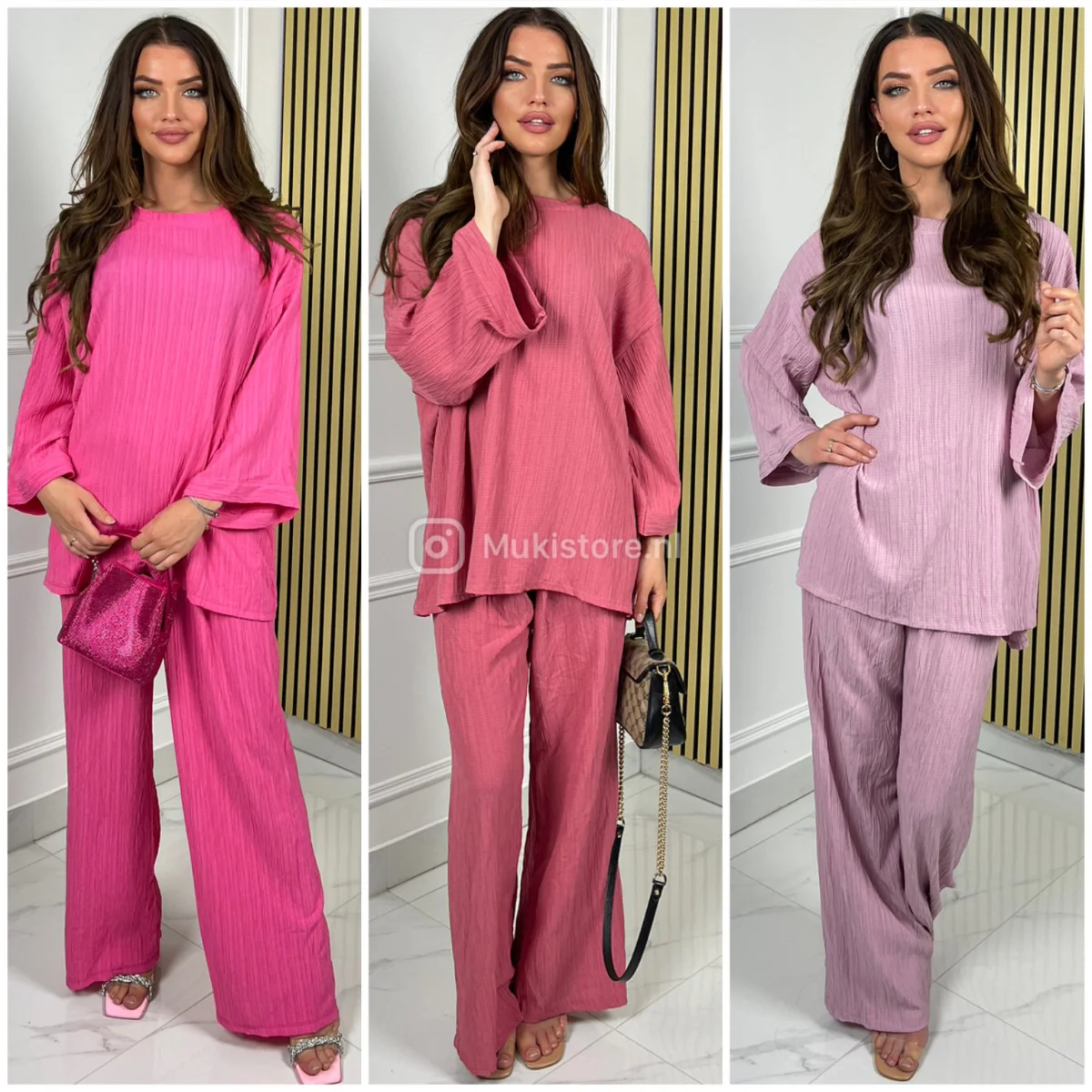 2psc Wide Legs Set Premium Stripe 3D Material