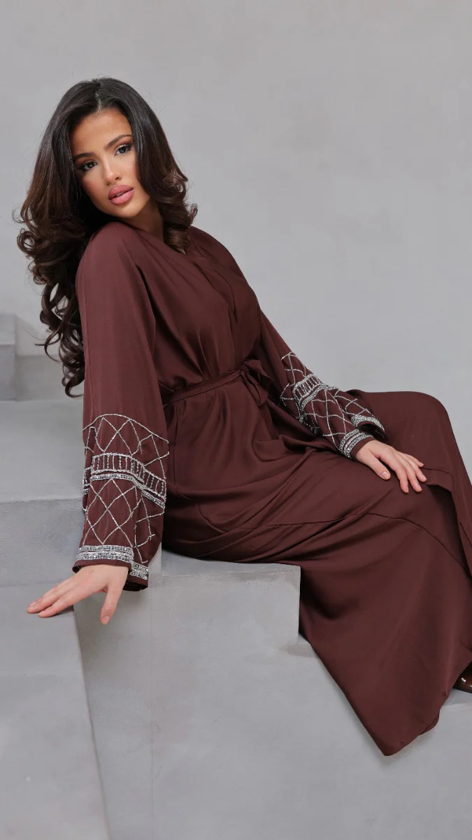 786 | Chester Design Abaya + Tie Belt + Scarf - Image 3