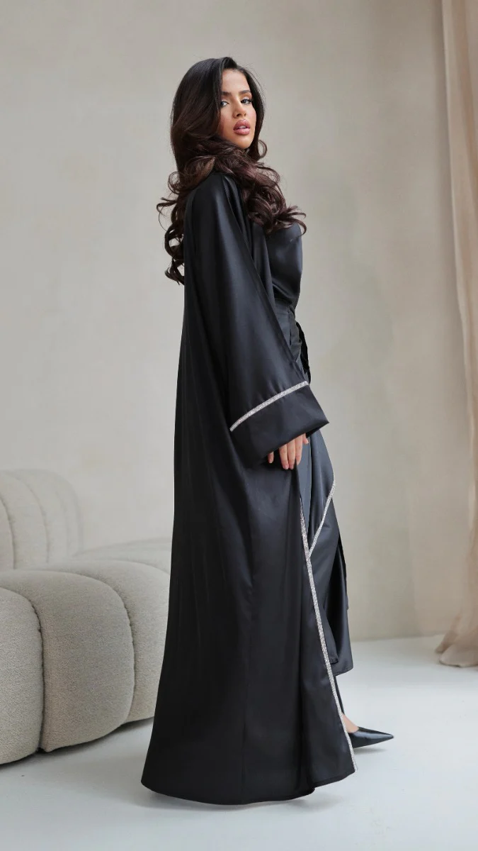 786 | Kimono Diamond Detail + Tie Belt Dress + Scarf - Image 4