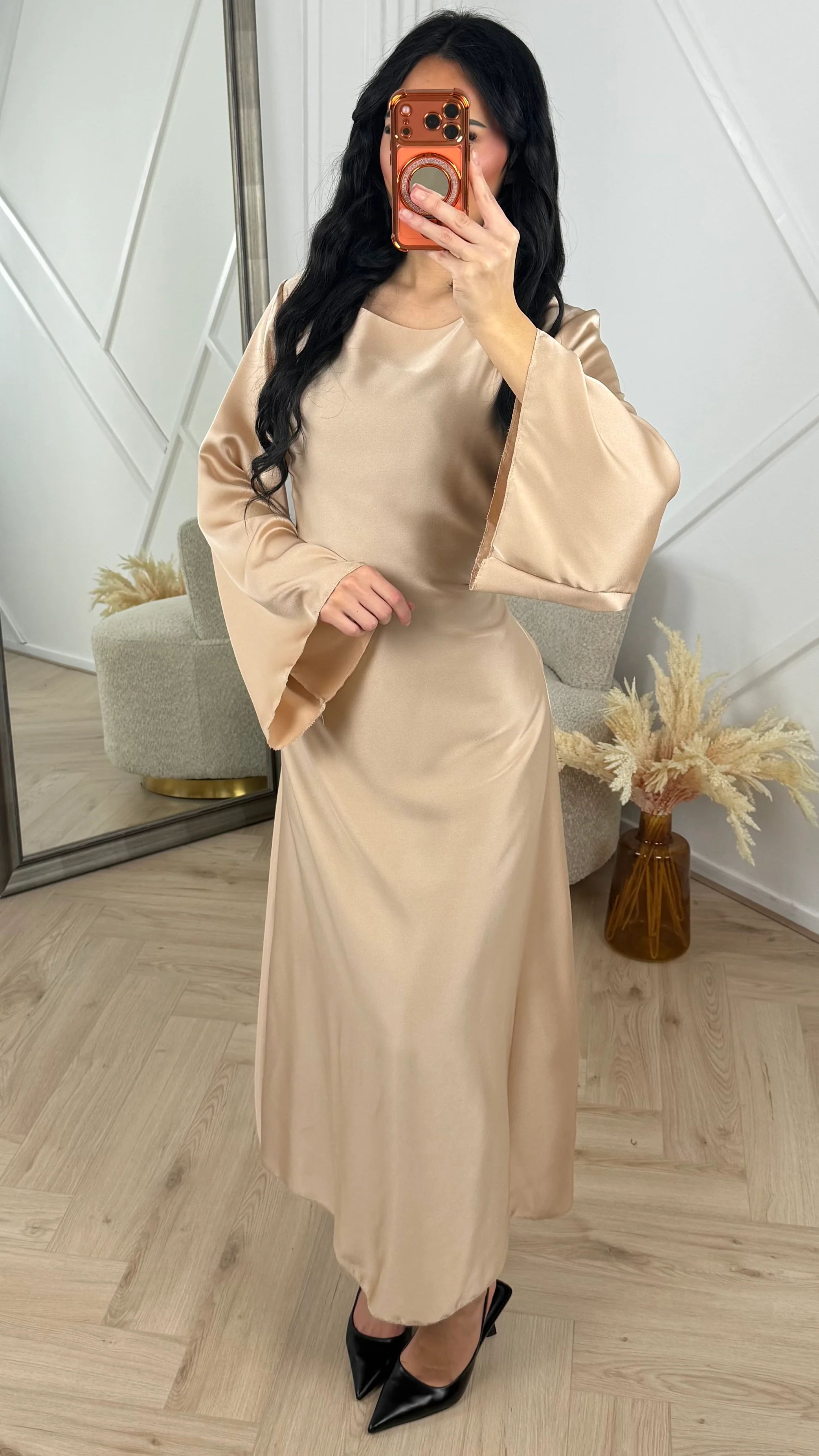 Abaya Maxi Jurk met Achterstrik en Wijde Mouwen