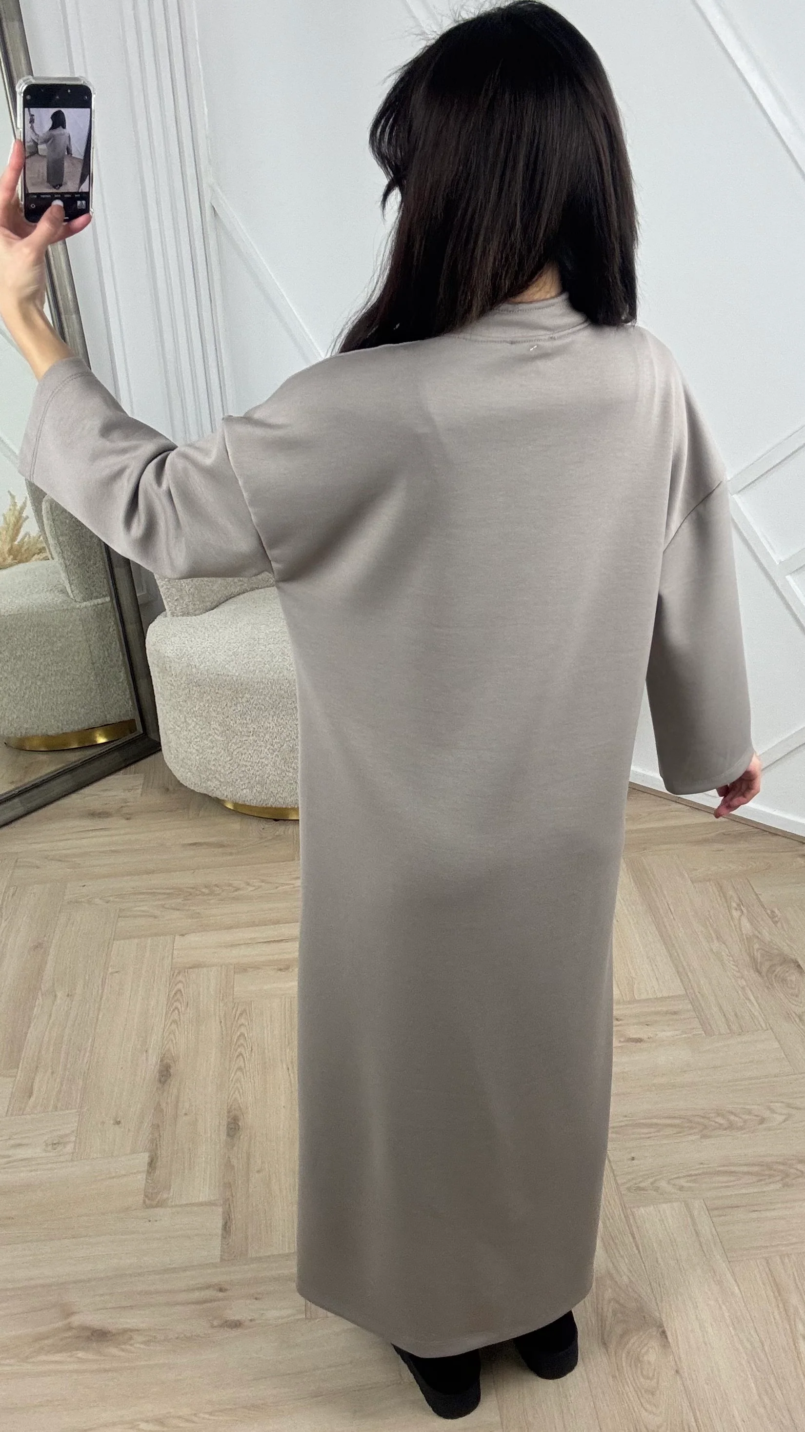 Abaya Maxi Jurk met Rechte Snit en V-Inkeping - Image 10