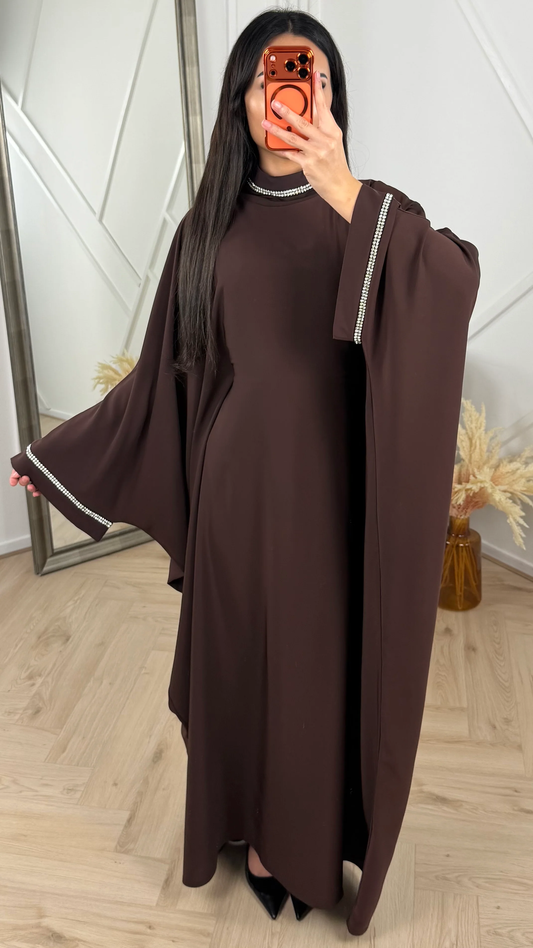 Abaya met strassdetails en cape mouwen - Image 3