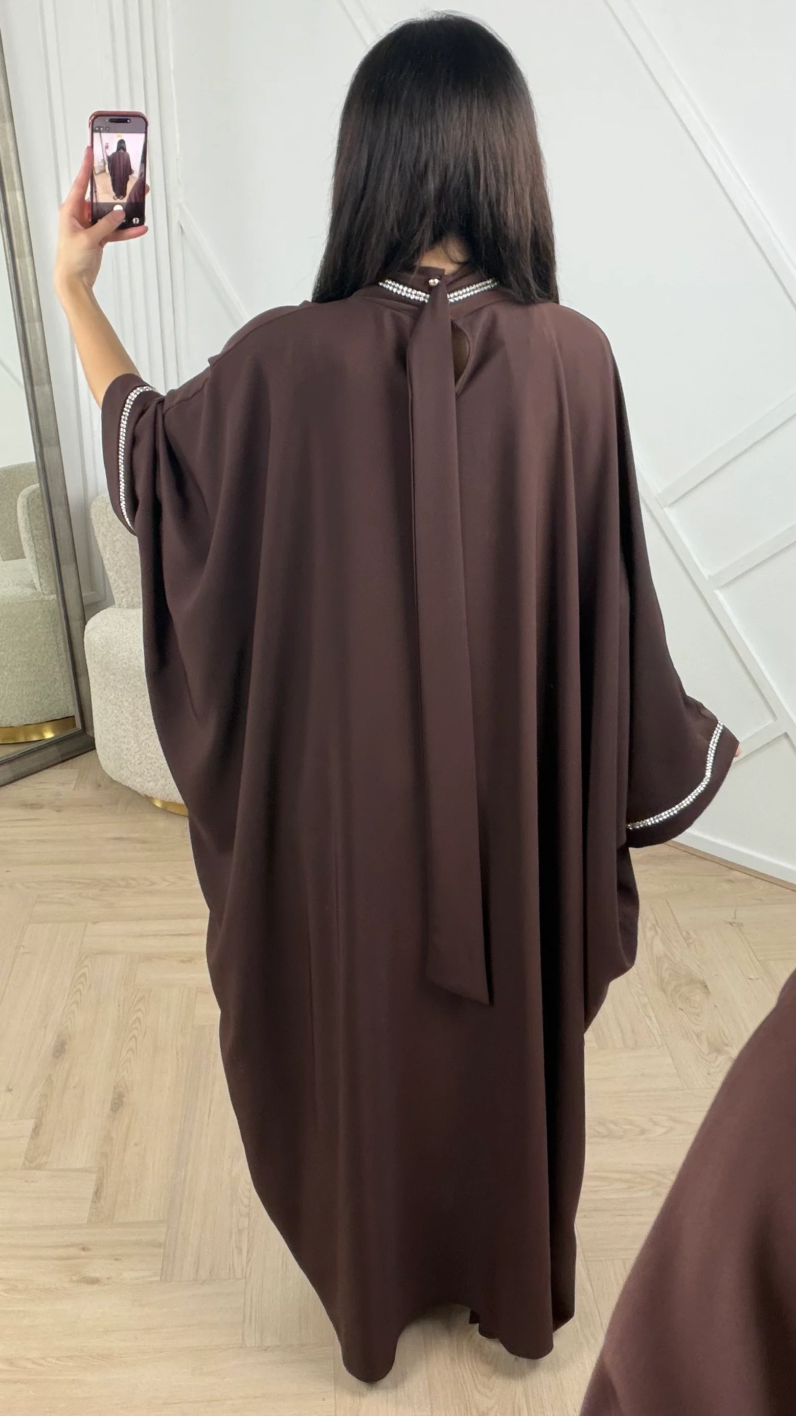Abaya met strassdetails en cape mouwen - Image 5