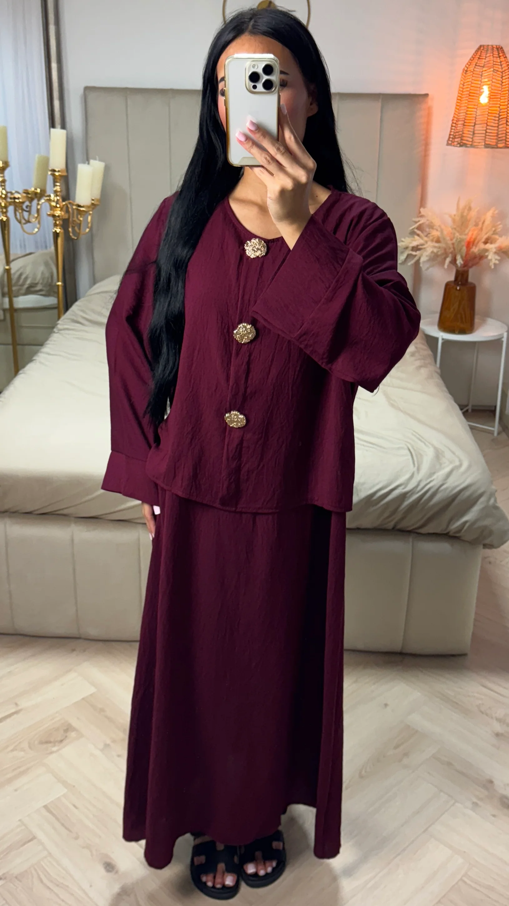 Abaya Set met Onderjurk & Knopen – Viscoseblend - Image 11