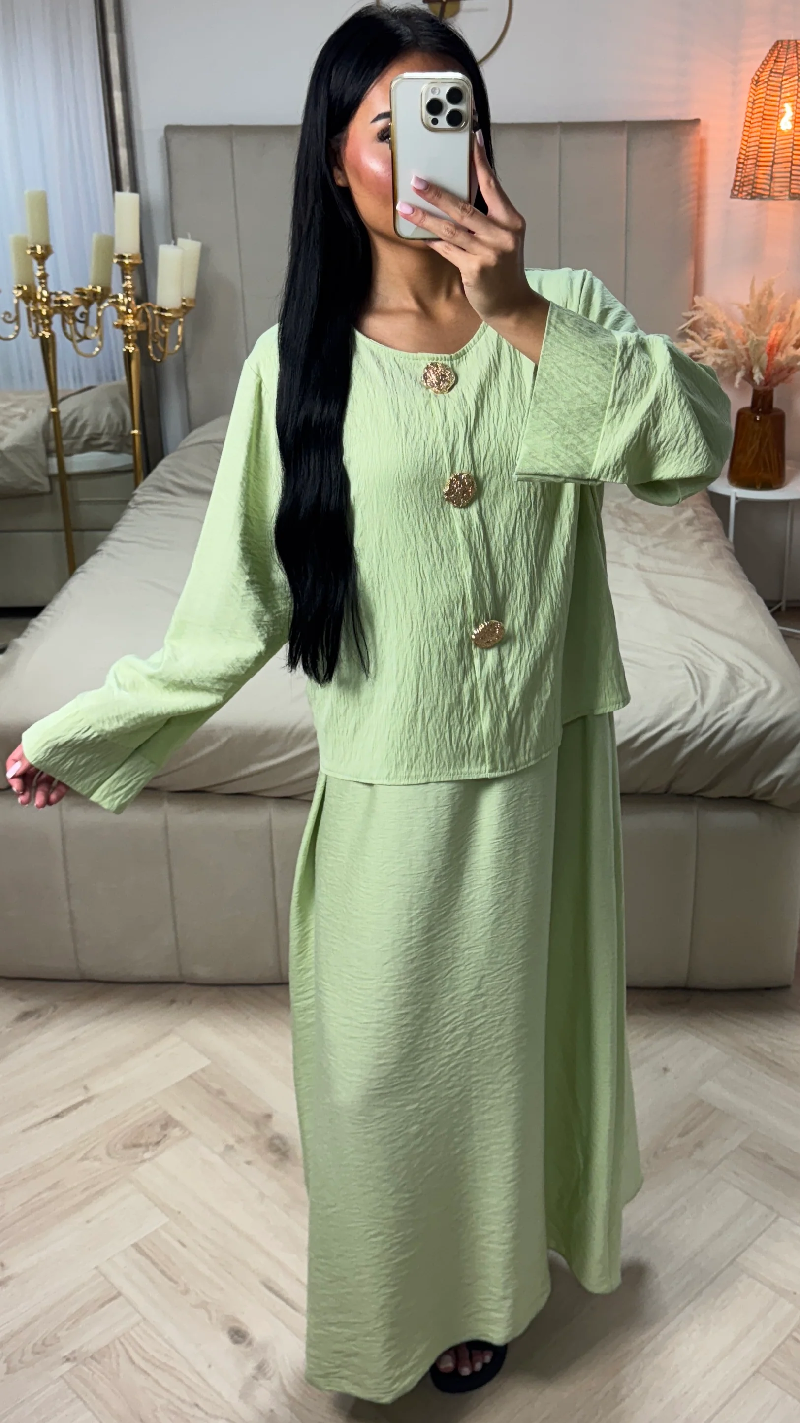 Abaya Set met Onderjurk & Knopen – Viscoseblend - Image 13