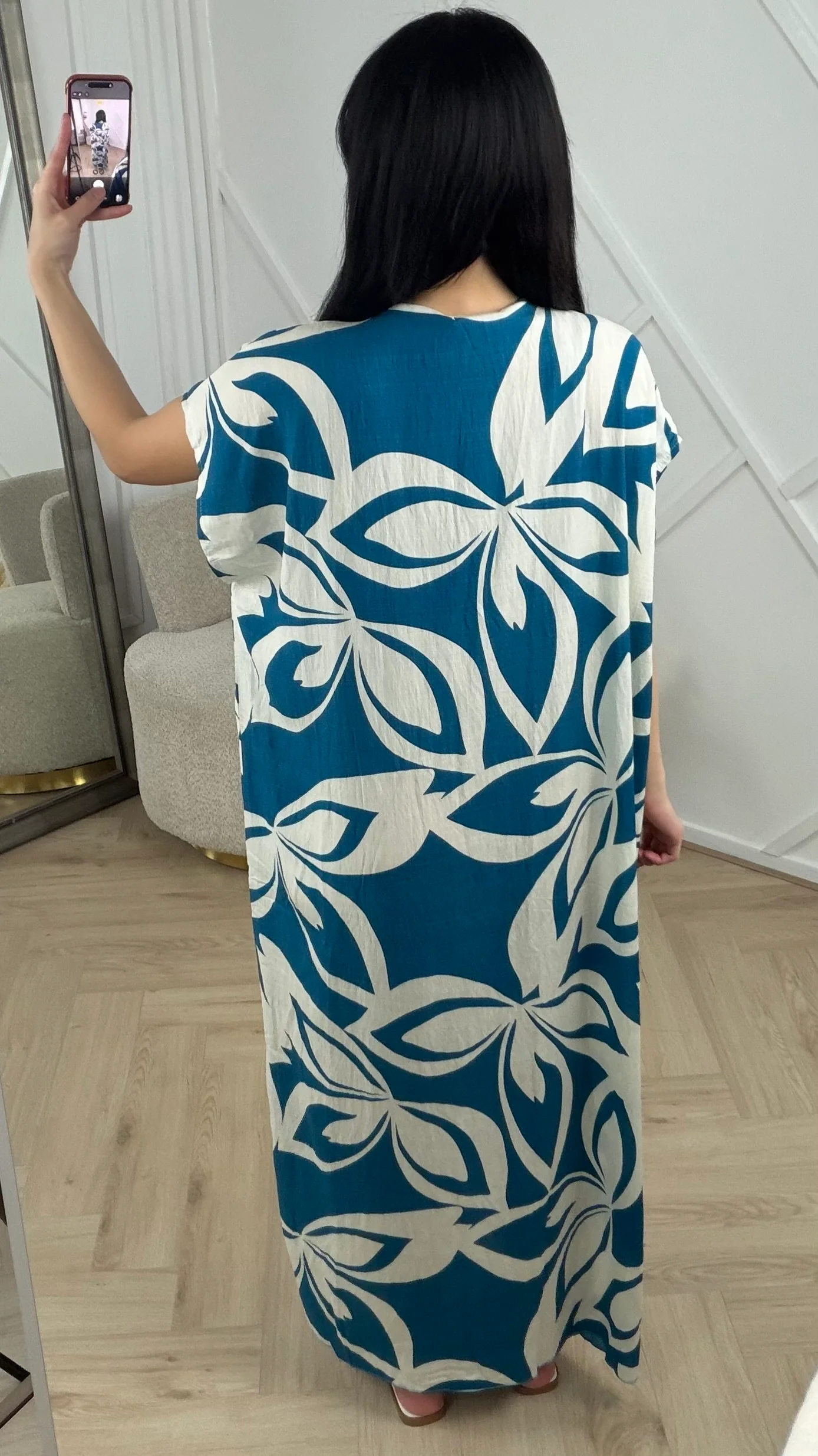 Abstract Flower Maxi Jurk C351 - Image 5