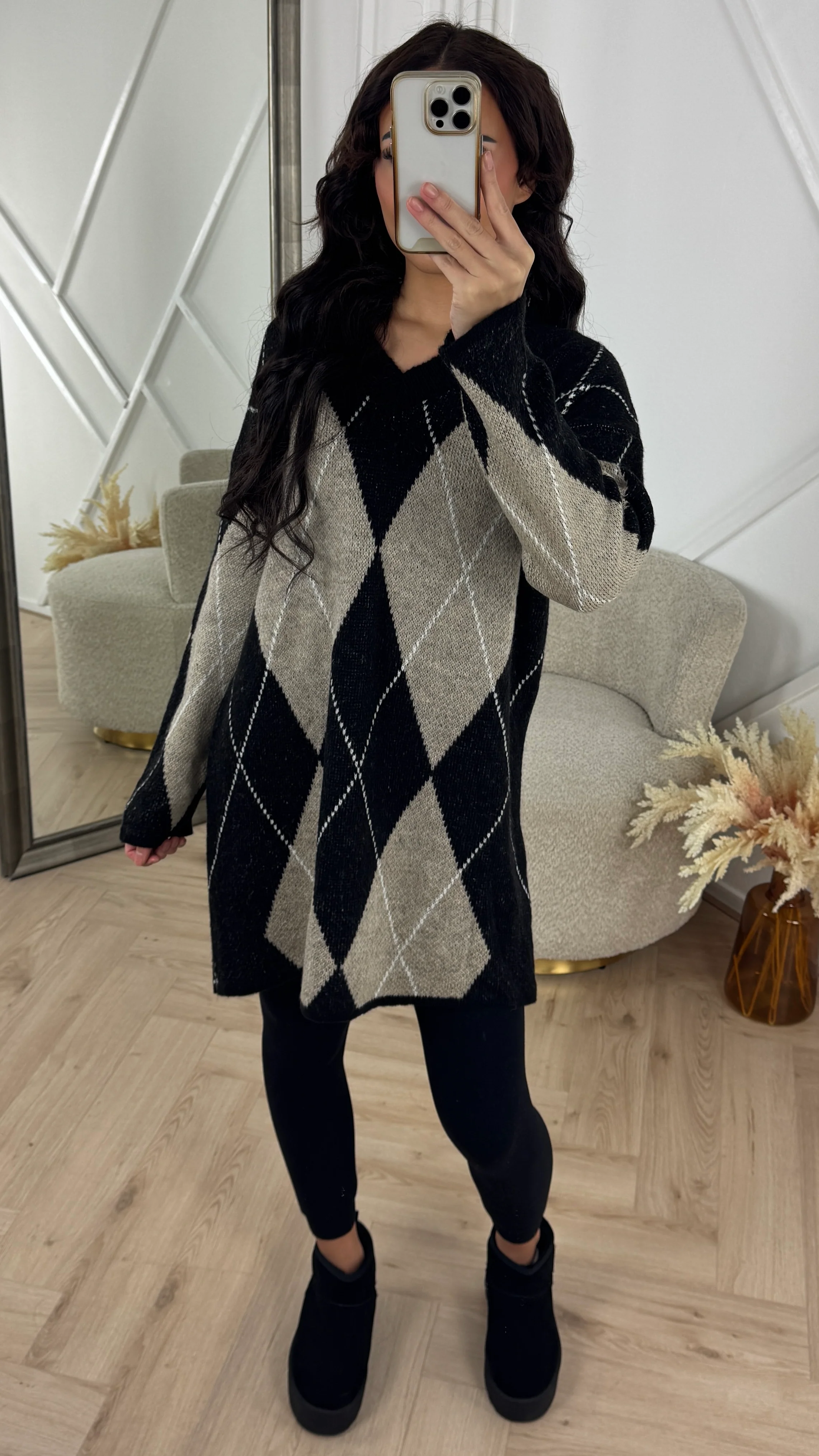 Argyle Knit Tuniek met V-Hals - Image 3