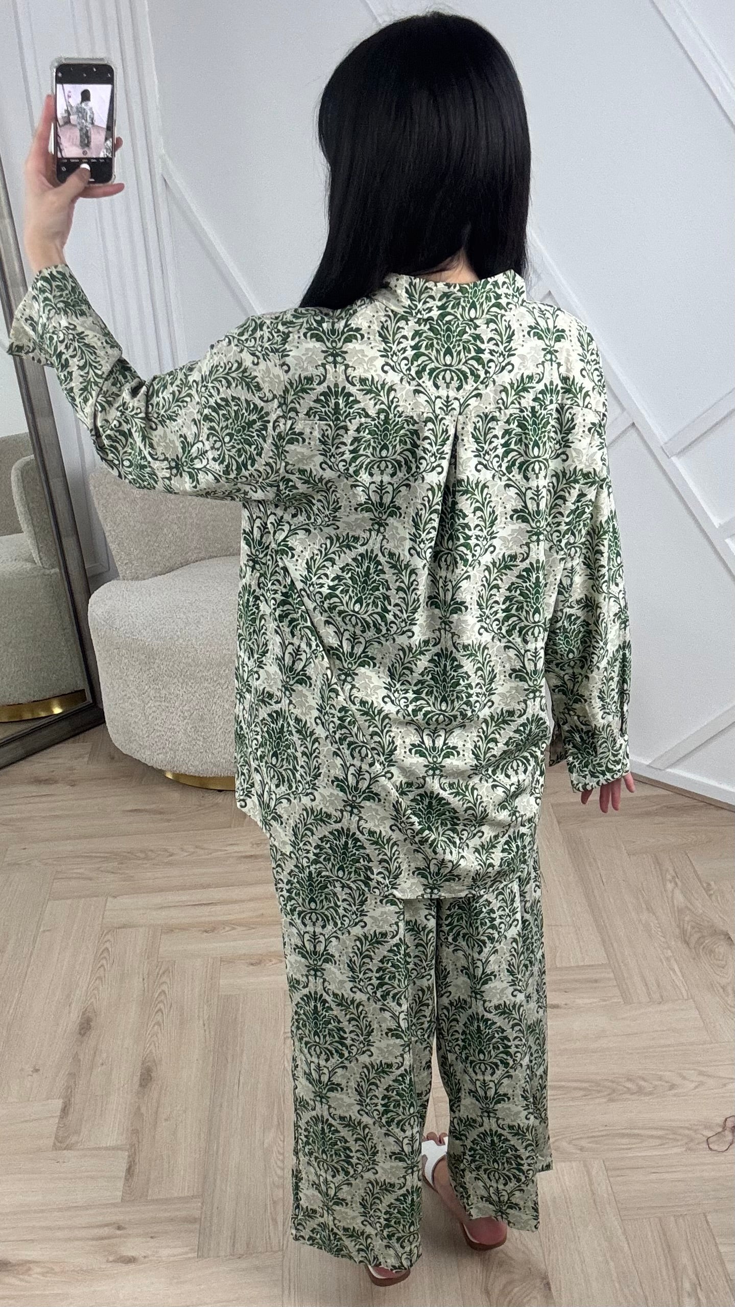 Barok Print Tweedelige Set met Wijde Broek 1268 - Image 5
