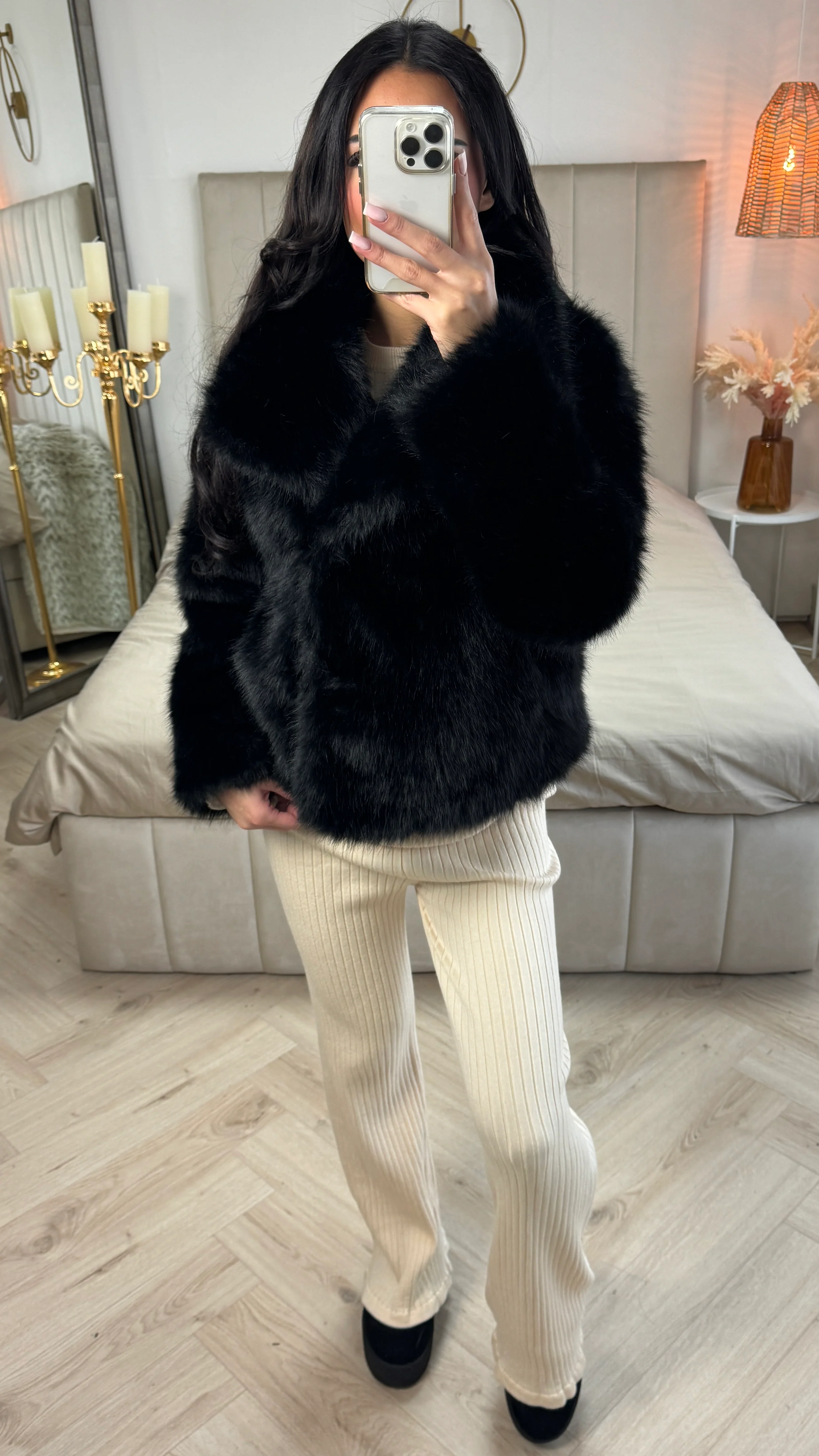 Big Collar Faux Fur Teddy Jacket 39173 - Image 14