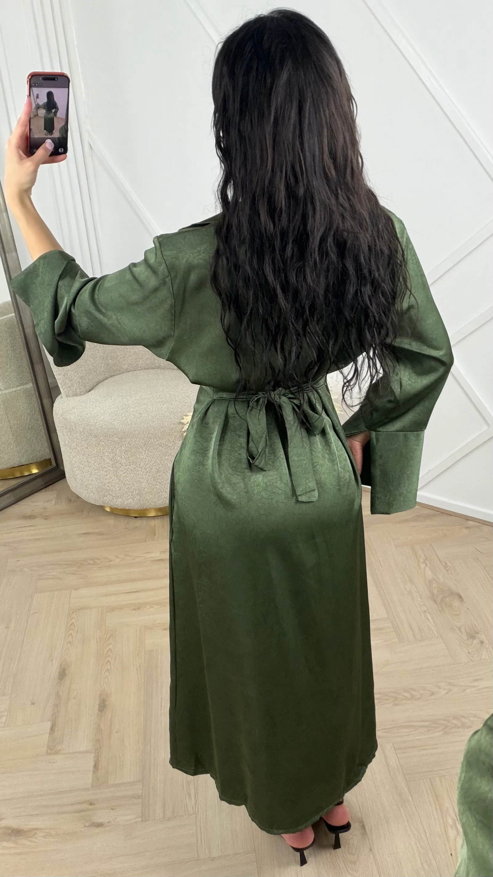 Blouse Maxi Jurk met Kraag en Taillelint - Image 6