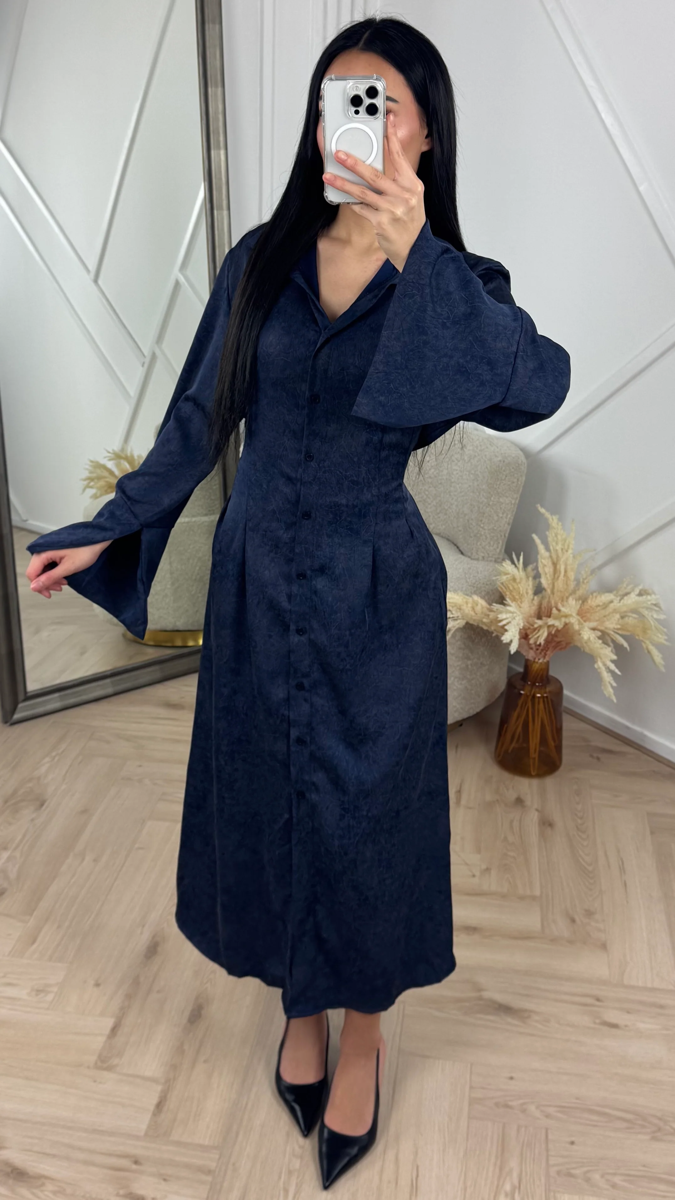 Blouse Maxi Jurk met Kraag en Taillelint - Image 7