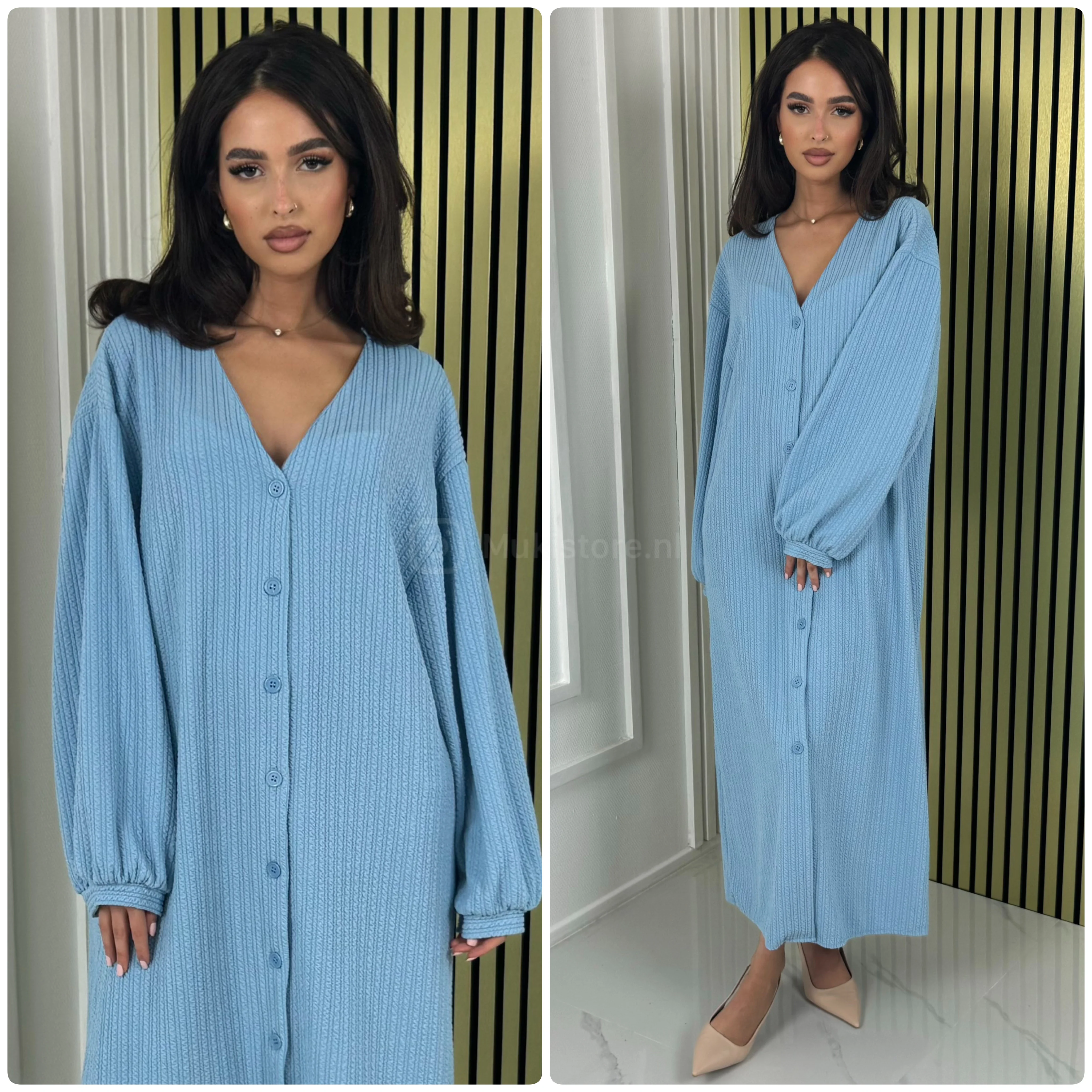 Blouse Maxi V Neck Curved Line Thick Material - Image 10