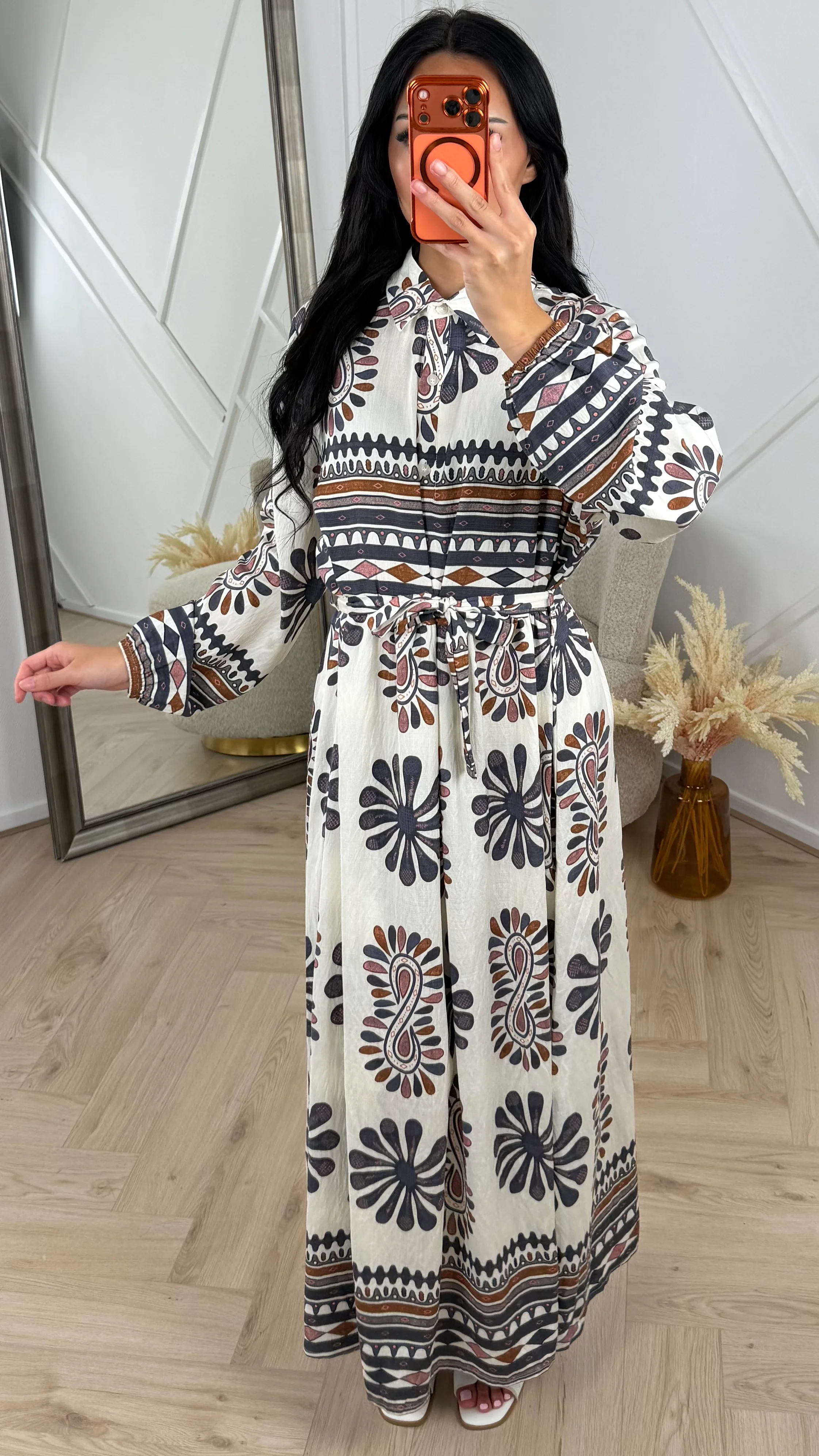 Bohemian Print Maxi Jurk met Ceintuur 5103 - Image 3
