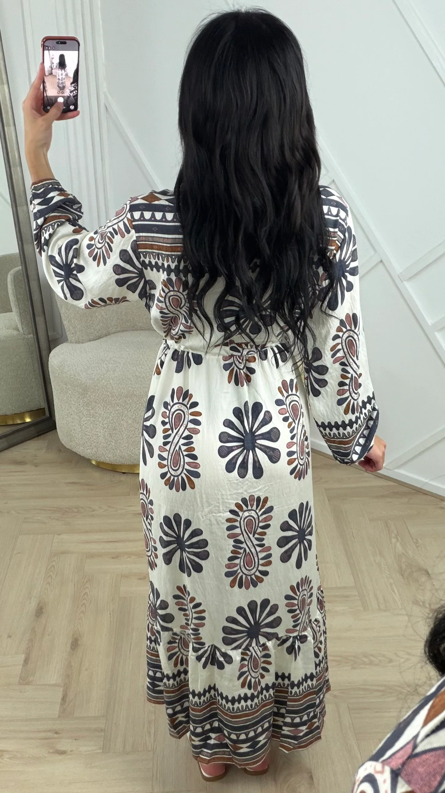 Bohemian Print Maxi Jurk met Ingebouwd Taillekoord 5205 - Image 5