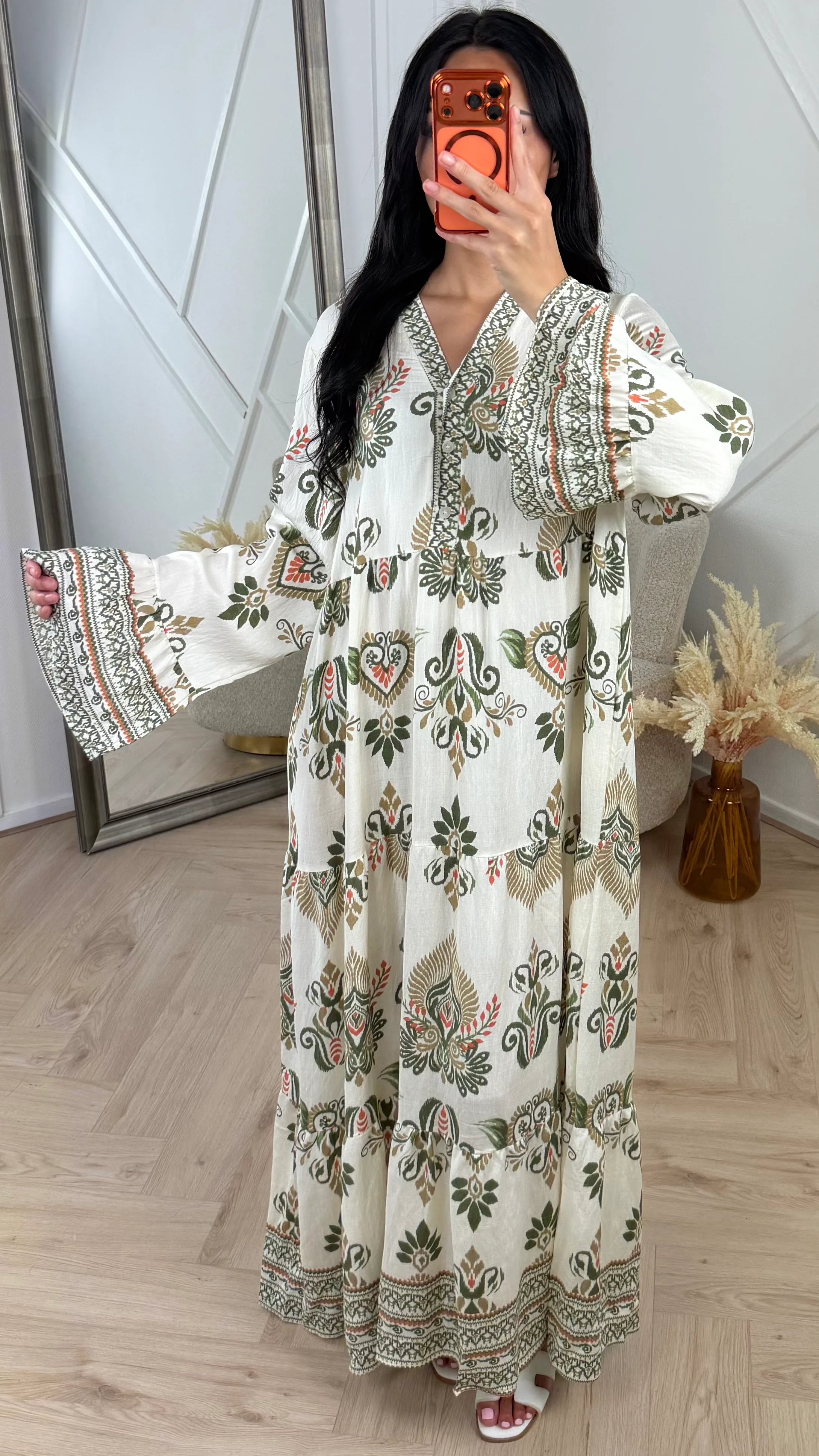Bohemian Print Maxi Jurk met Wijde Mouwen 001 - Image 2