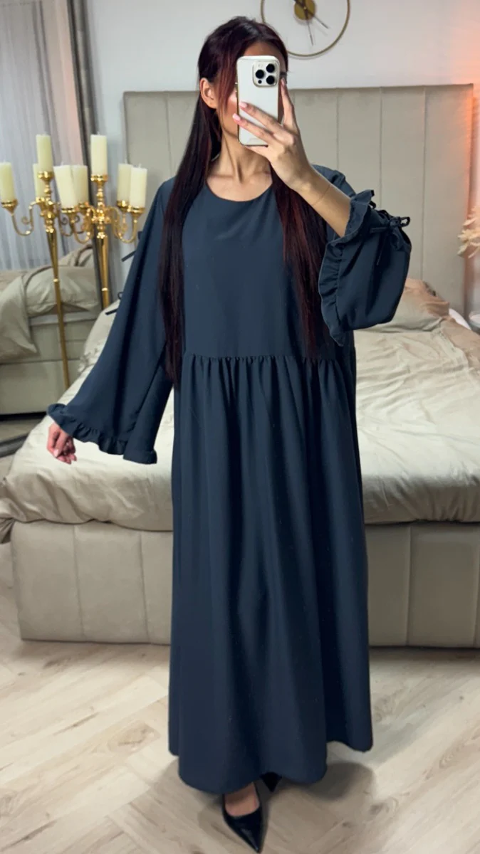 Bow Ties Abaya Ruffle Sleeve Detail - Image 13