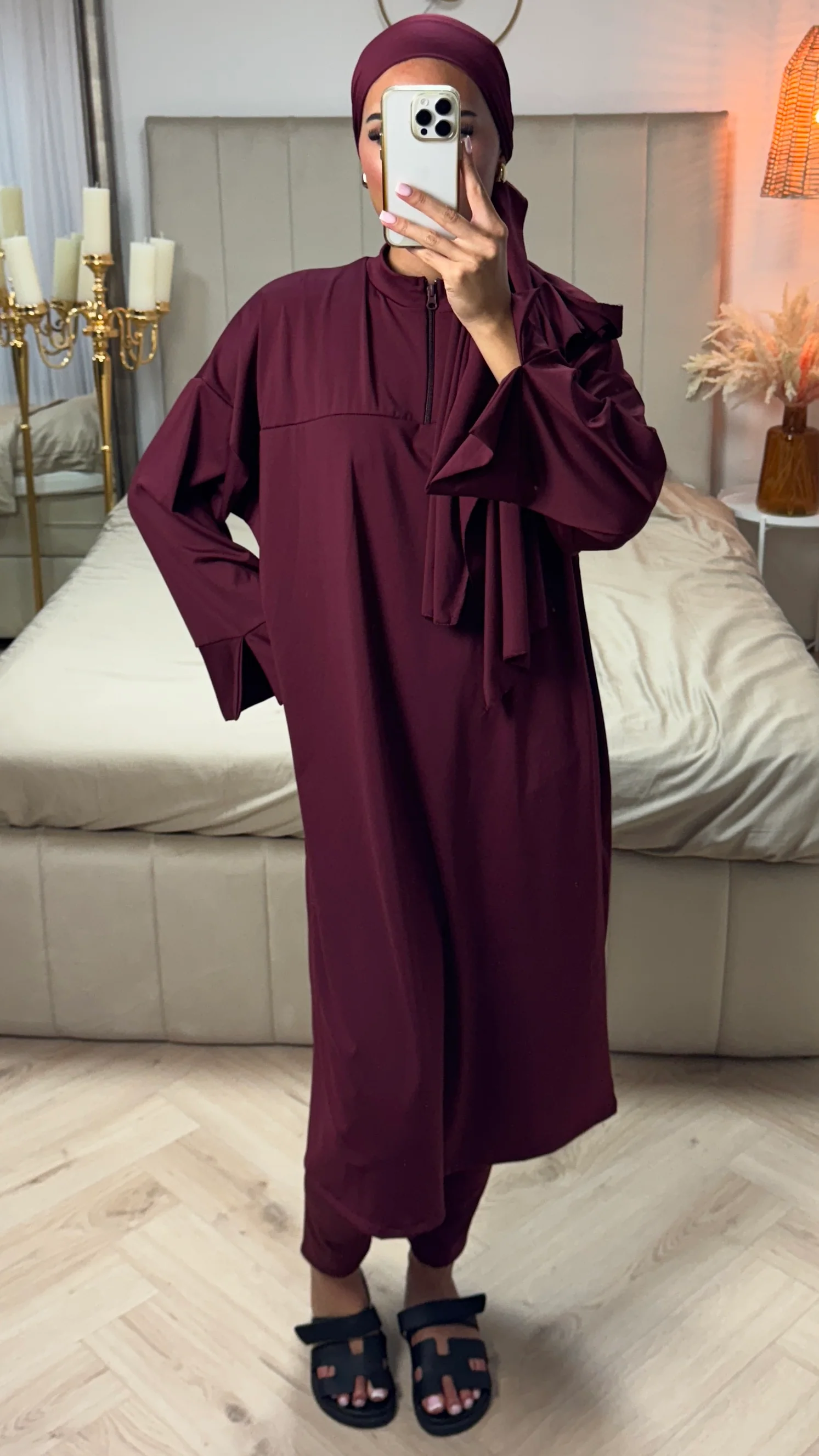 Burkini Set met Rits en Spleetmouwen – Inclusief Hijab - Image 4