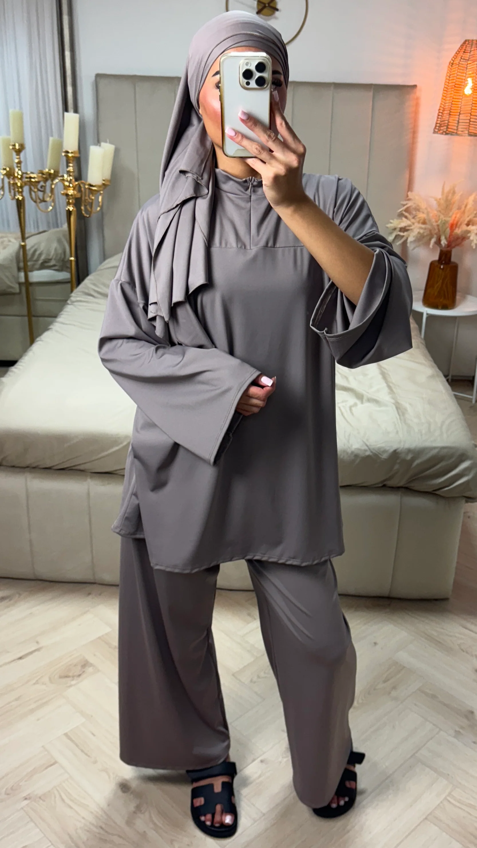 Burkini Set met Rits en Wijde Mouwen – Met Bijpassende Hijab/Ceintuur - Image 7