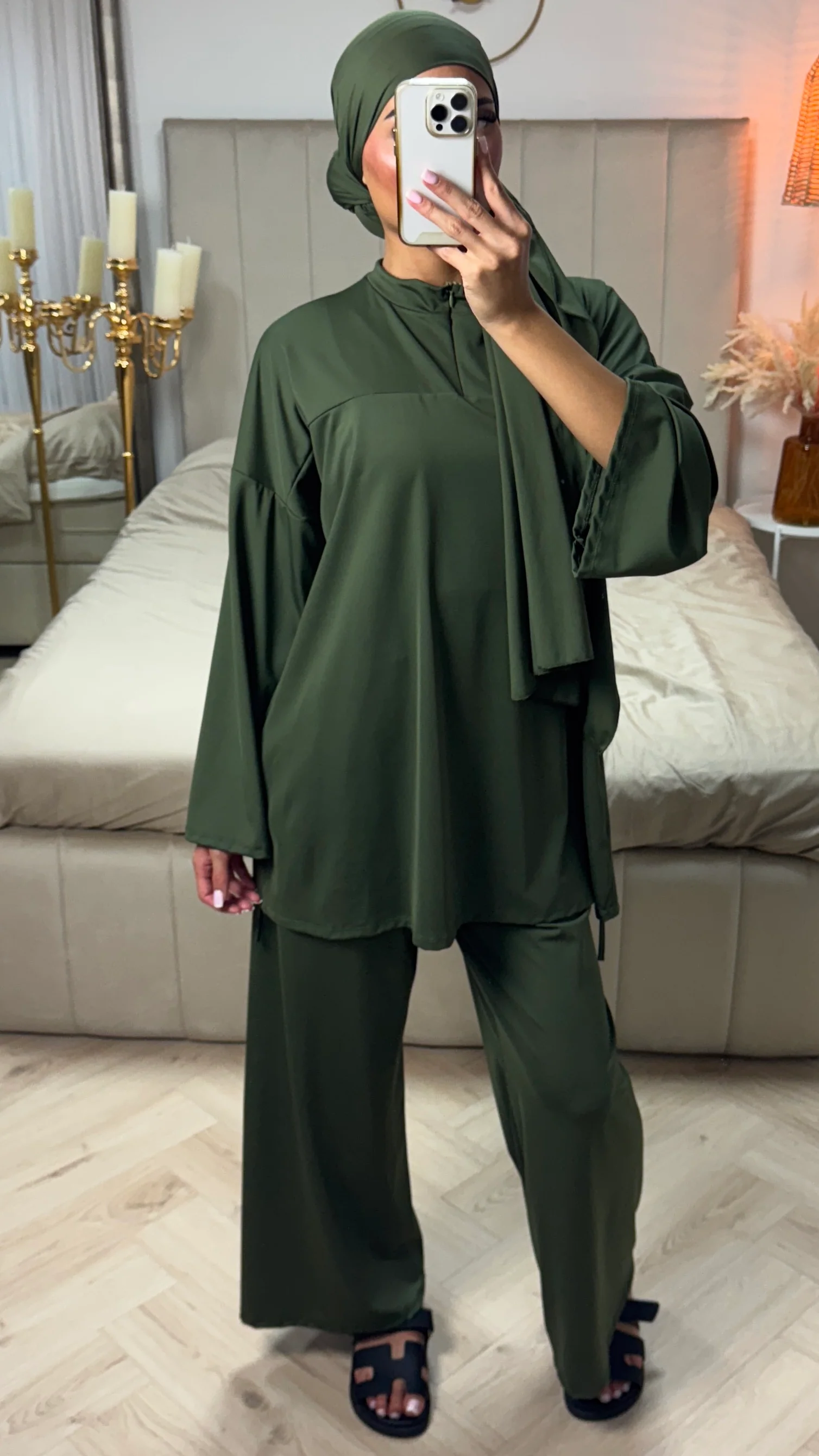 Burkini Set met Rits en Wijde Mouwen – Met Bijpassende Hijab/Ceintuur - Image 8